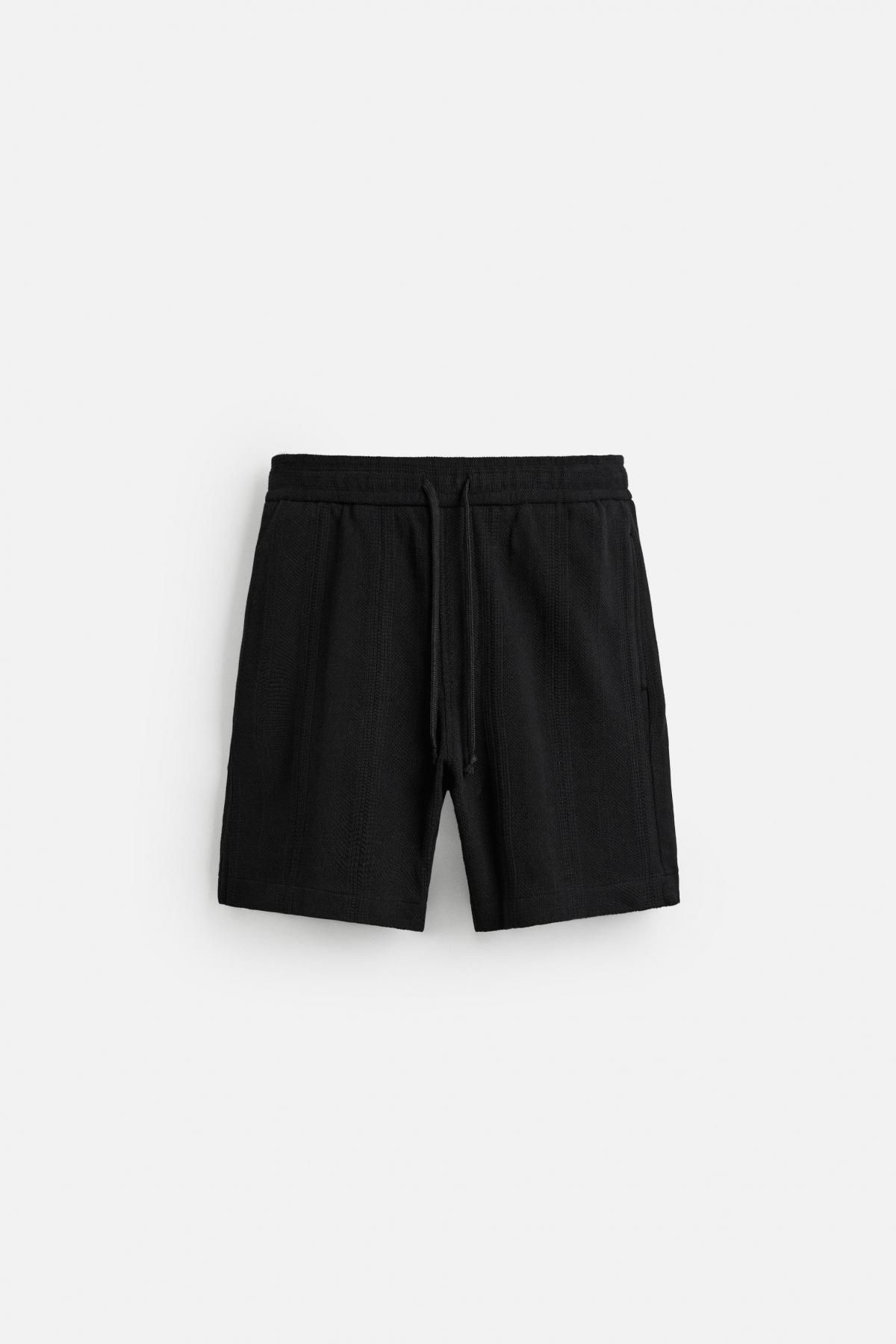 자라 테크니컬 자카드 텍스처 밴딩 버뮤다 반바지 4840/141 BLACK - 메인 이미지