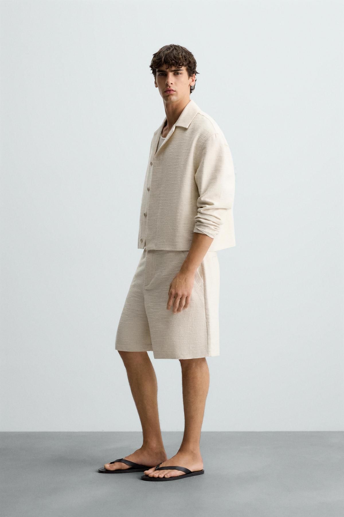자라 아이보리 테크니컬 텍스처 오버핏 오버셔츠 6861/124 BEIGE - 상세 이미지 5