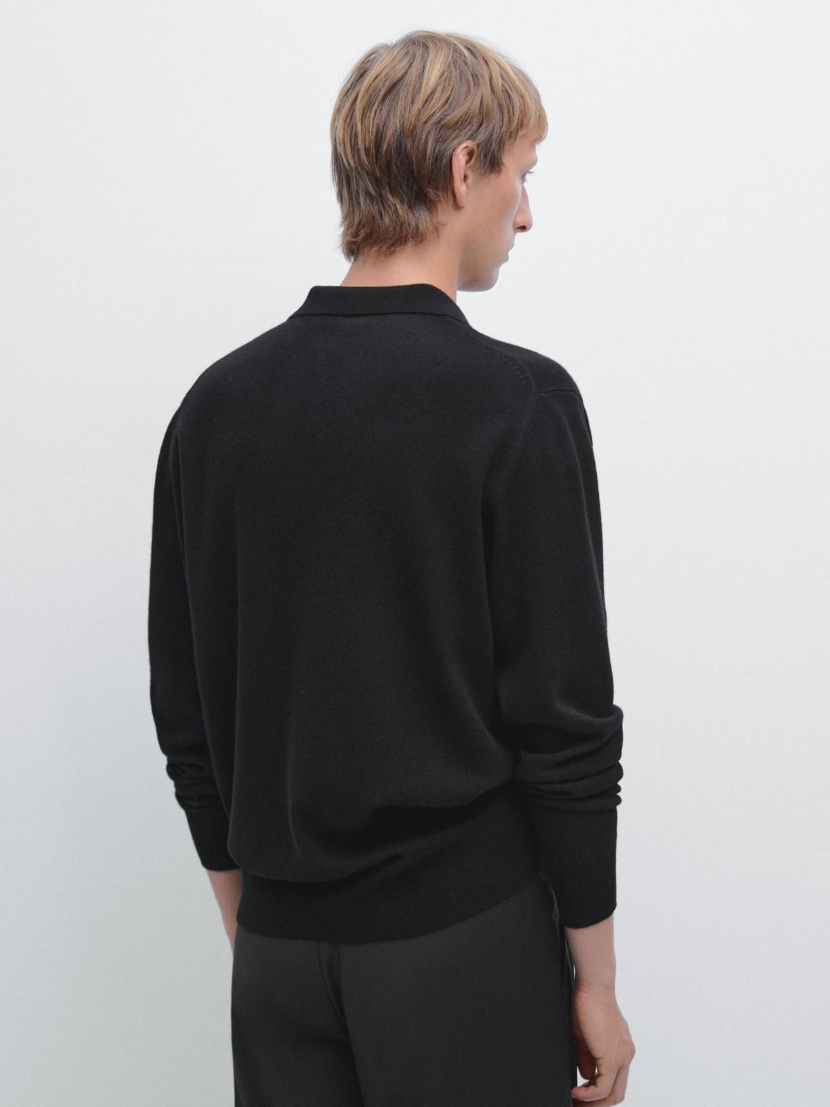 마시모두띠 프리미엄 울블렌드 긴팔 폴로 니트 스웨터 1011/240 BLACK - 상세 이미지 4