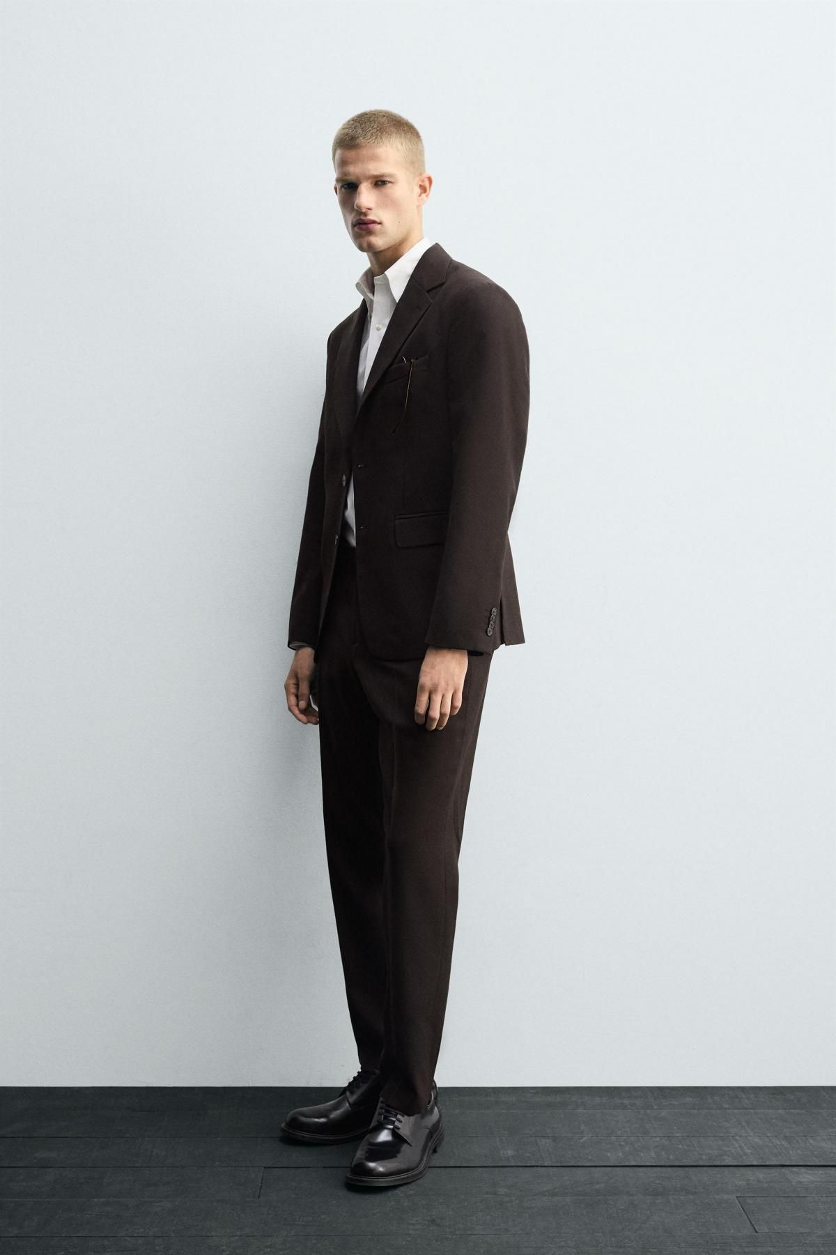 자라 클래식 울블렌드 테일러드 블레이저 5746/557 BROWN - 상세 이미지 5