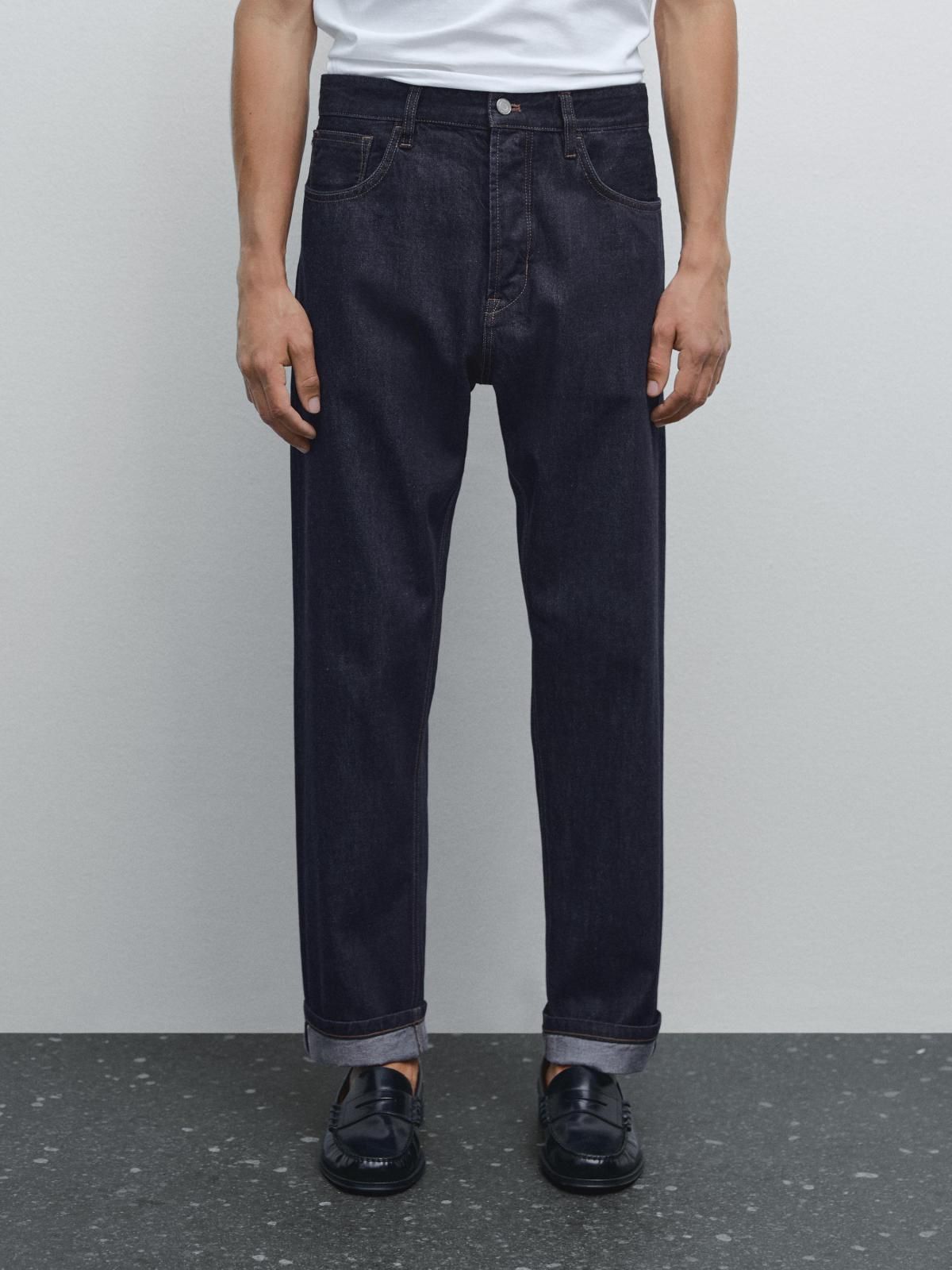 마시모두띠 셀비지 데님 스트레이트 청바지 0304/136 NAVY BLUE - 상품 이미지