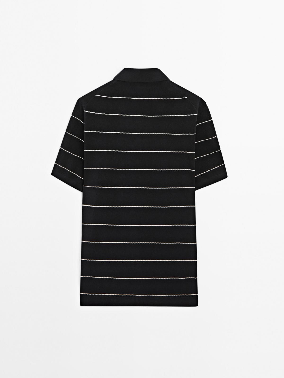 마시모두띠 스트라이프 브이넥 코튼 반팔 폴로셔츠 0967/201 NAVY BLUE - 상세 이미지 2
