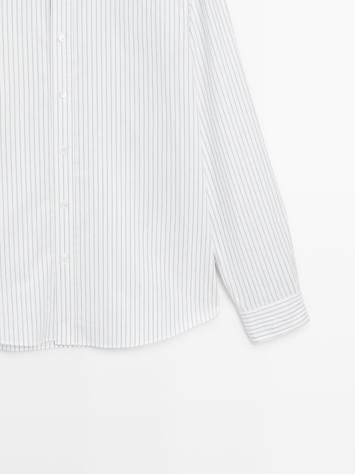 마시모두띠 클래식 스트라이프 옥스포드 코튼 레귤러핏 긴팔 셔츠 1910/250 WHITE - 상세 이미지 5