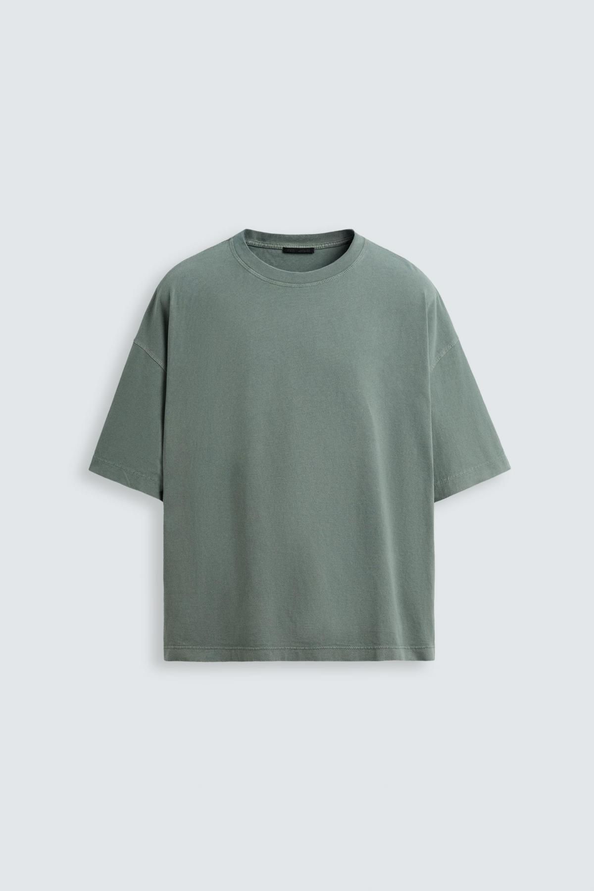 자라 라이트웨이트 박시핏 코튼 반팔 티셔츠 6462/400 WASHED GREEN - 메인 이미지