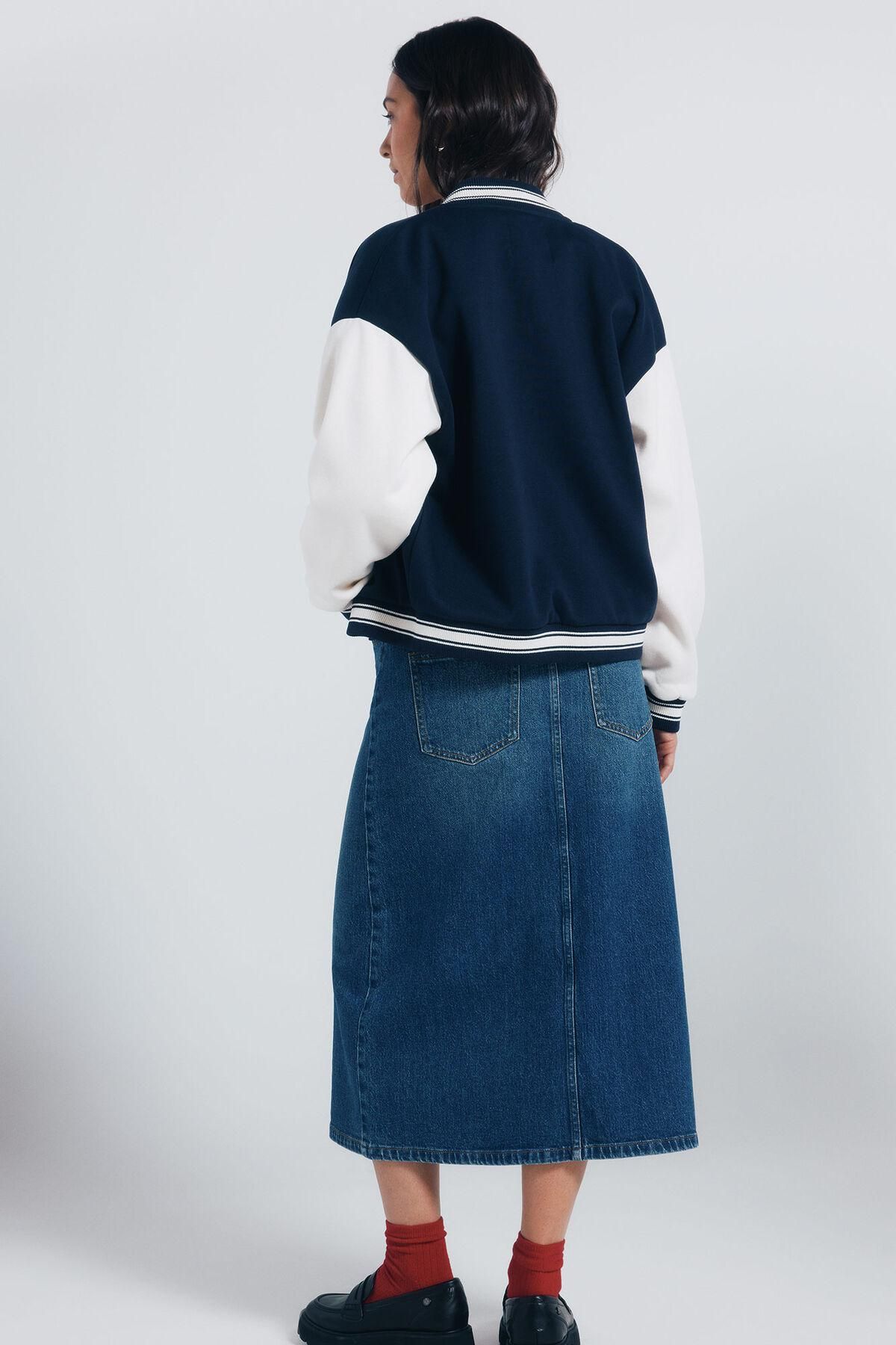 스프링필드 데님 슬릿 미디 스커트 6882887 AZUL - 상세 이미지 5