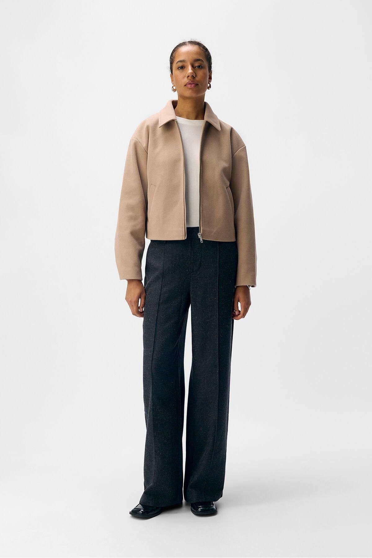 오브젝트 베이지 루즈핏 펠트 크롭 재킷 7930202 BEIGE - 상세 이미지 2