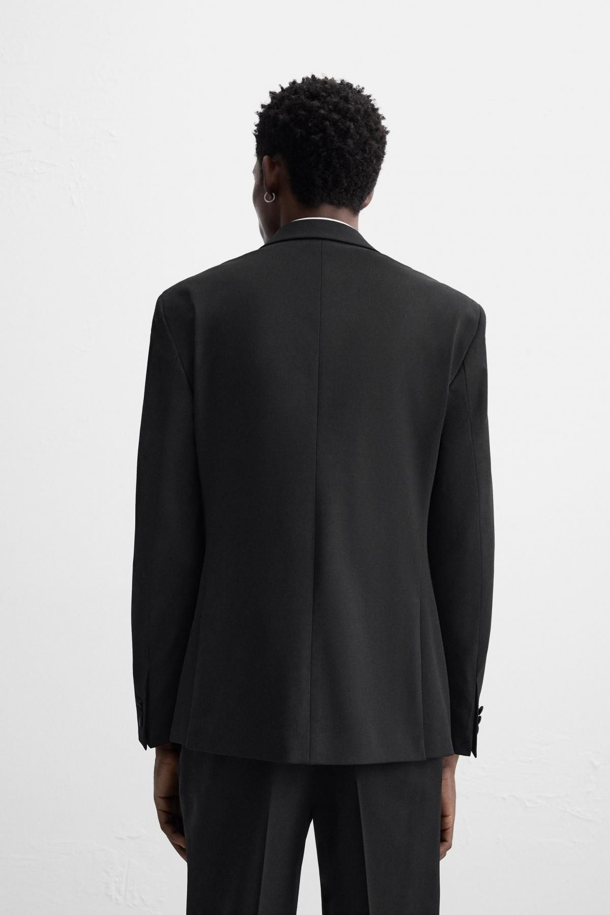 자라 슬림핏 테크니컬 울블렌드 디너 블레이저 4651/350 BLACK - 상세 이미지 4