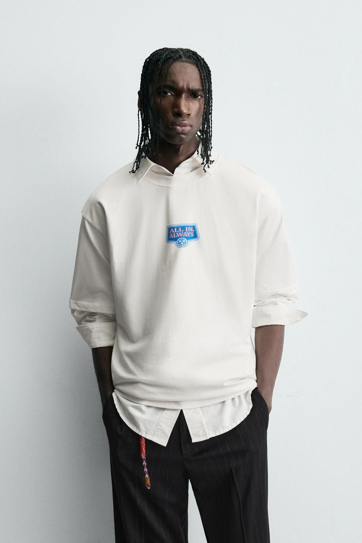 자라 스트릿 그래픽 프린트 반팔 티셔츠 4374/330 OYSTER-WHITE - 상세 이미지 3