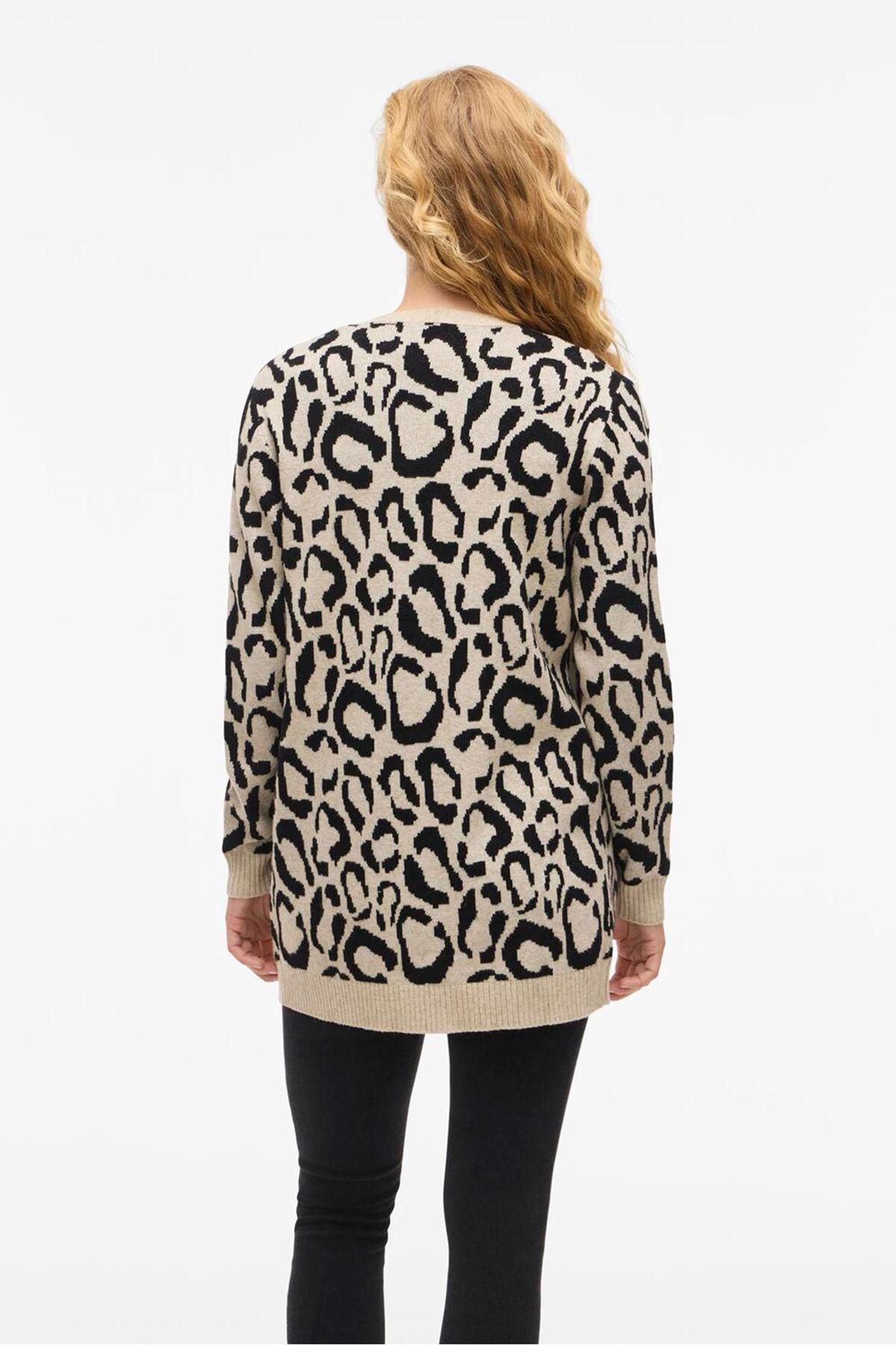 빌라 애니멀 프린트 비스코스 가디건 5795354 ESTAMPADO BEIGE - 상세 이미지 4