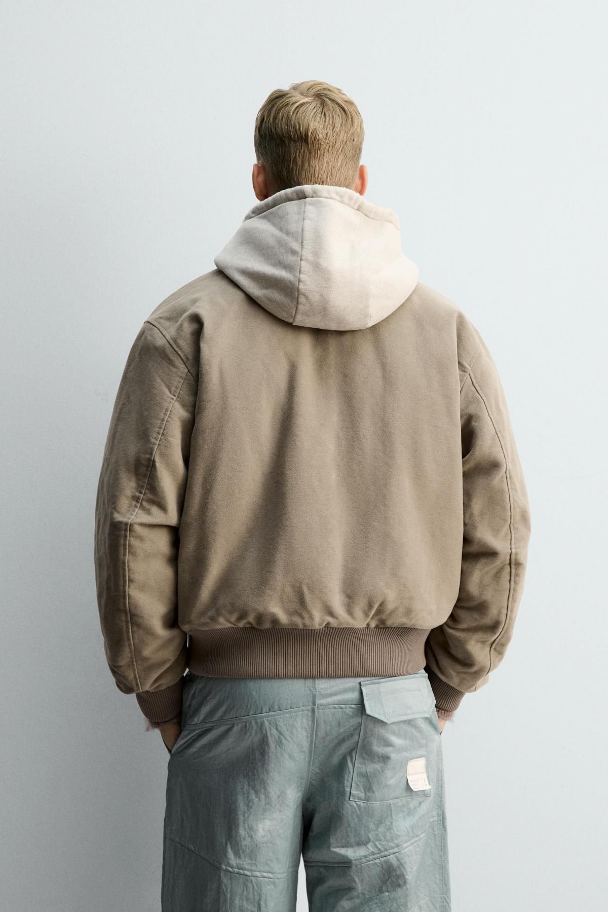 자라 박시핏 텍스처 봄버 재킷 X SRA 3918/154 TAUPE GREY - 상세 이미지 4