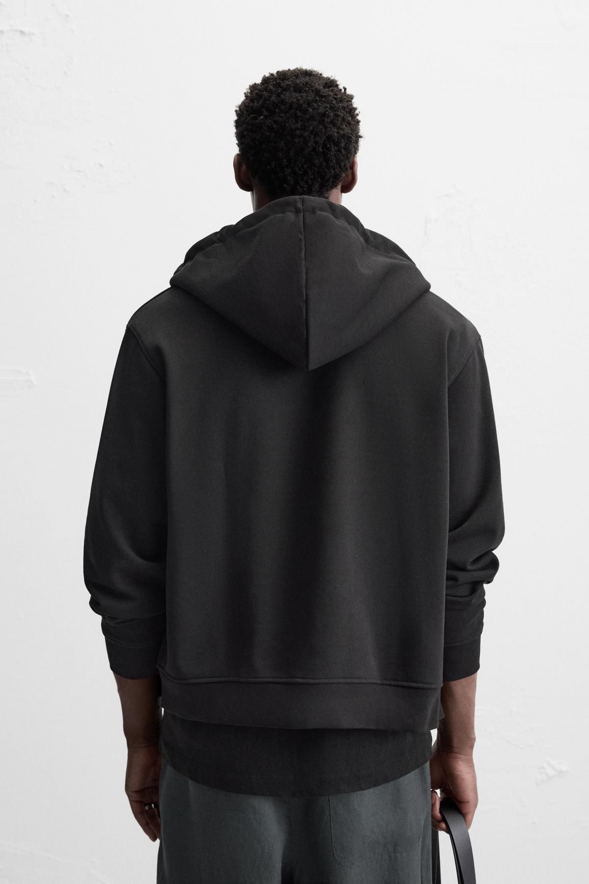 자라 베이직 집업 후디 0761/428 BLACK - 상세 이미지 4