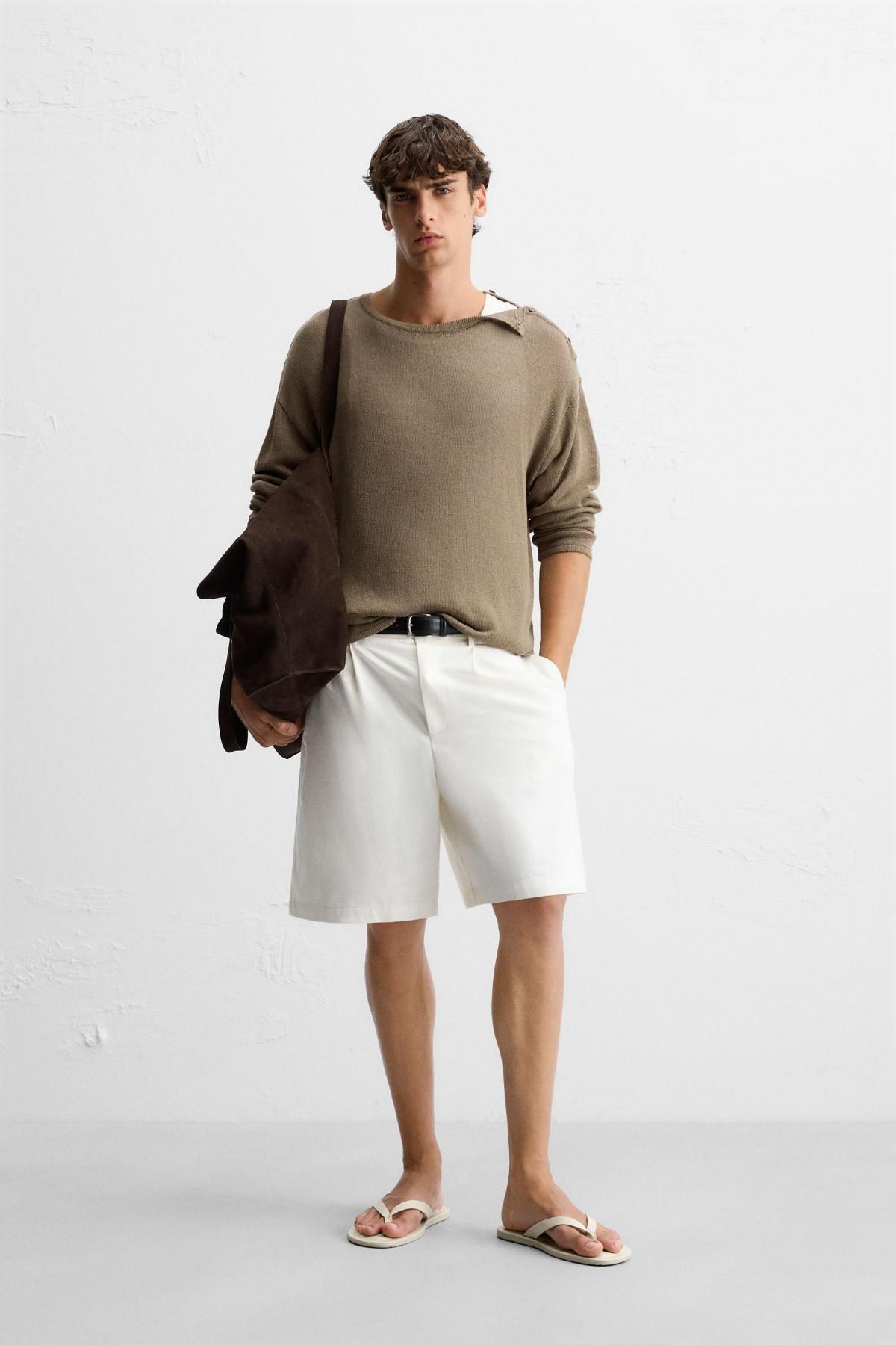 자라 라운드 버튼업 브라운 니트 티셔츠 5536/304 DARK BEIGE - 상세 이미지 2