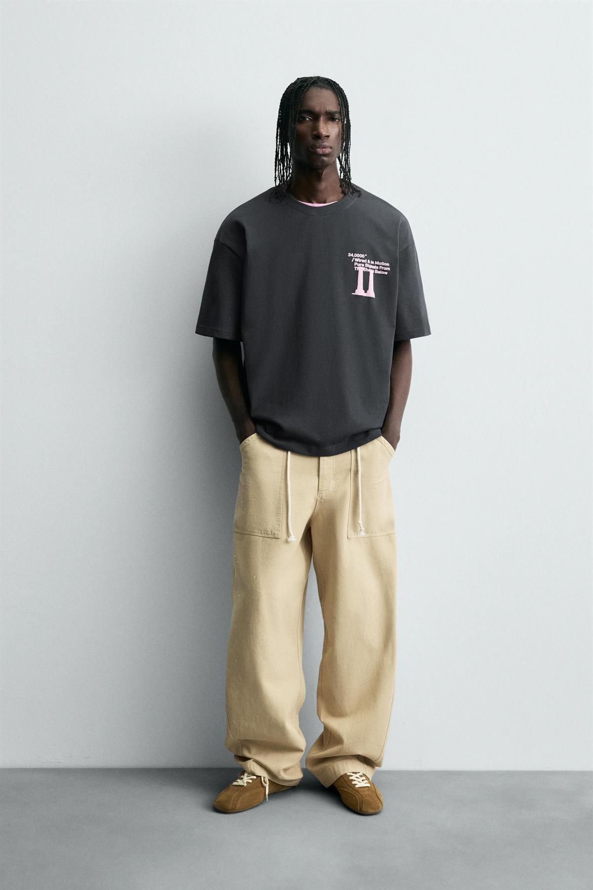 자라 테크니컬 러버라이즈 프린트 반팔 티셔츠 1165/308 DARK ANTHRACITE - 상세 이미지 2
