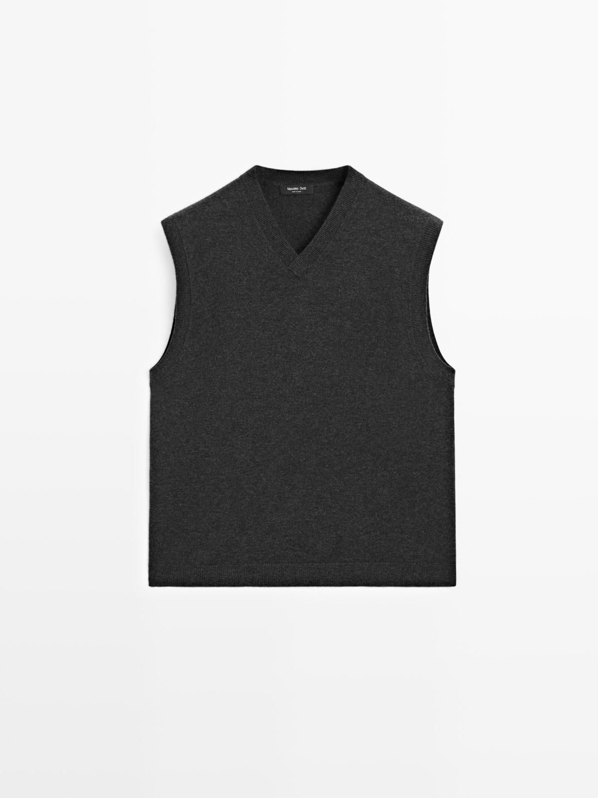 마시모두띠 다크그레이 울블렌드 브이넥 베스트 1012/240 CHARCOAL - 상품 이미지