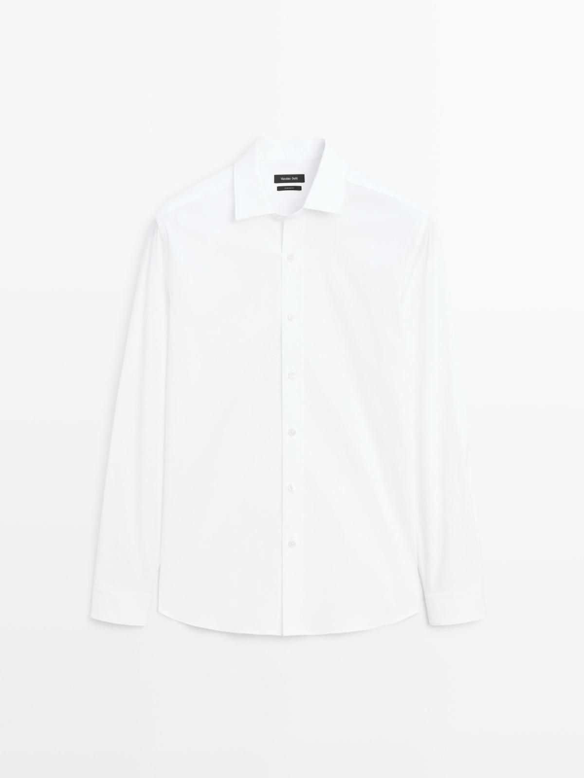 마시모두띠 스트레치 클래식핏 화이트 긴팔 셔츠 1816/280 WHITE - 상품 이미지