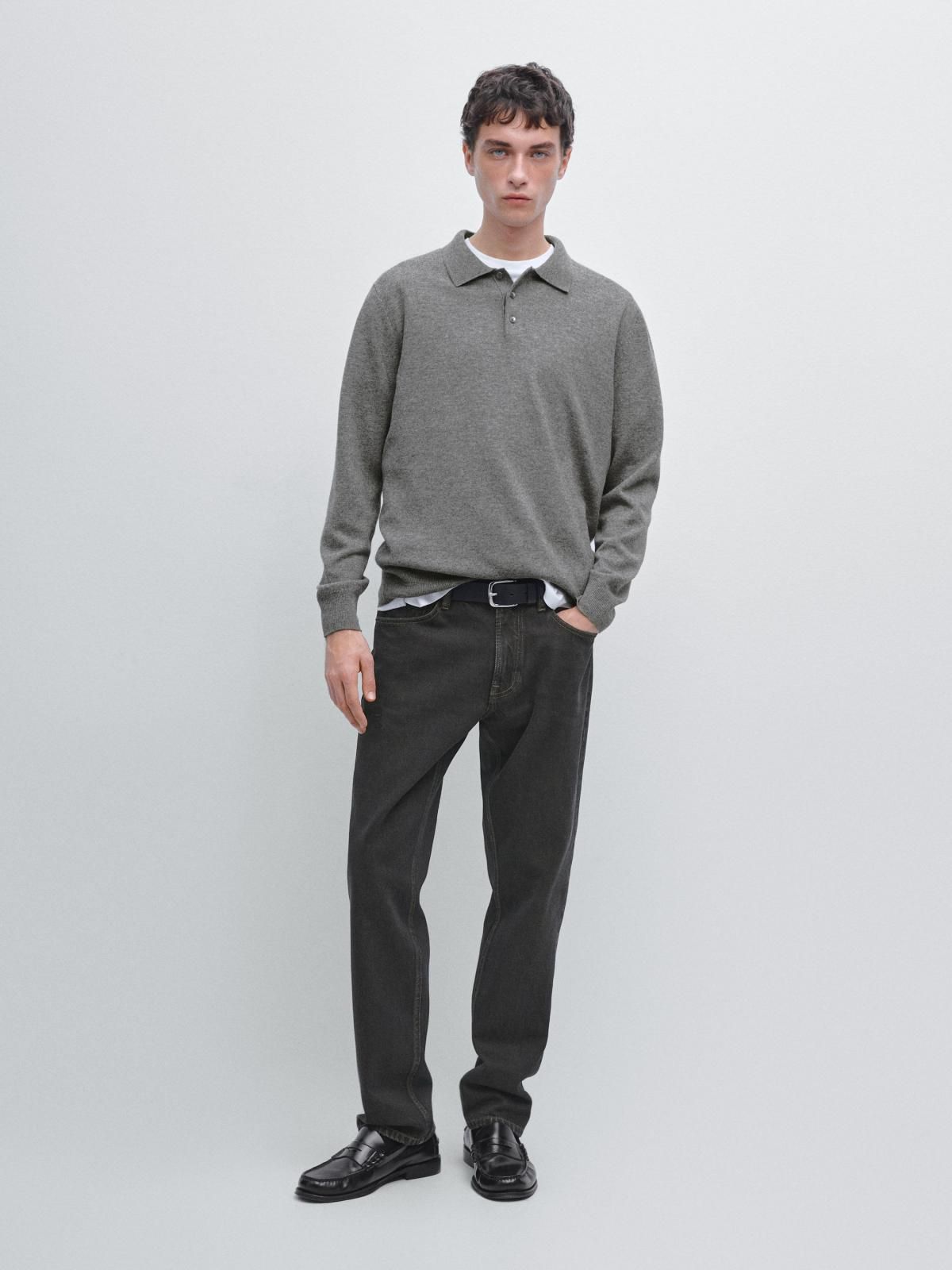 마시모두띠 테크니컬 울블렌드 그레이 니트 폴로 스웨터 1011/240 ANTHRACITE GREY - 상세 이미지 2