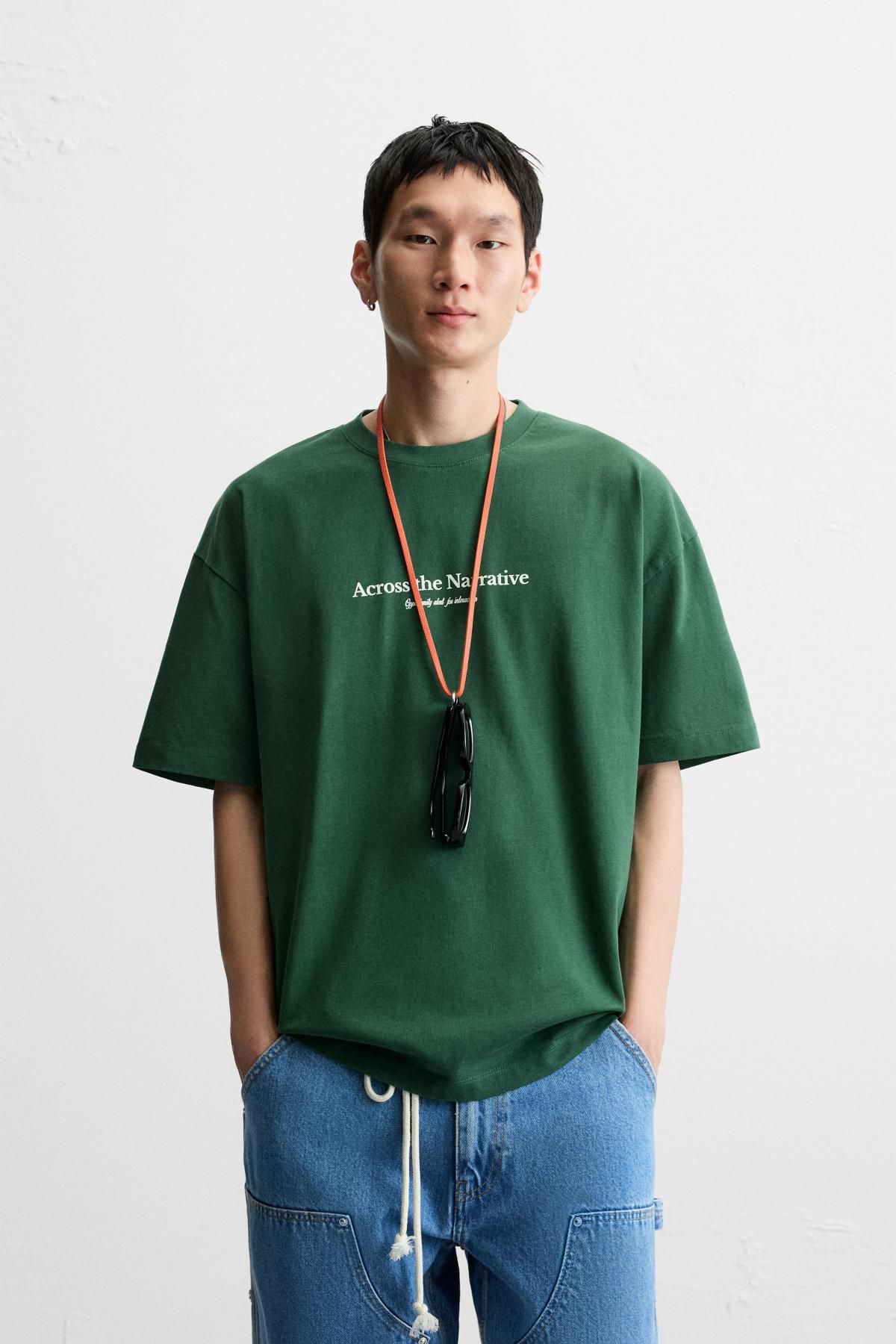 자라 스트리트 레터링 프린트 반팔 티셔츠 1887/855 GREEN - 상세 이미지 3