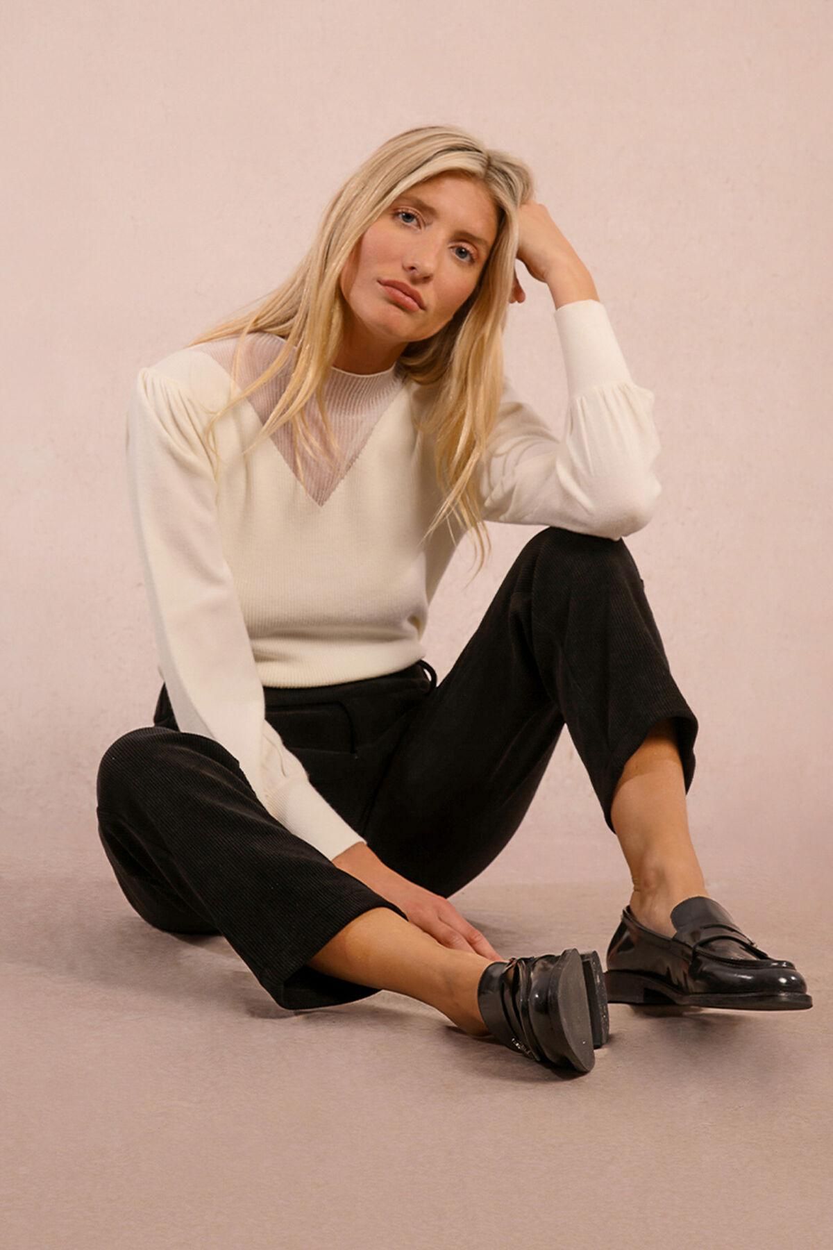 몰리브라켄 하이웨이스트 마이크로 코듀로이 크롭 팬츠 3722167 NEGRO - 상세 이미지 5