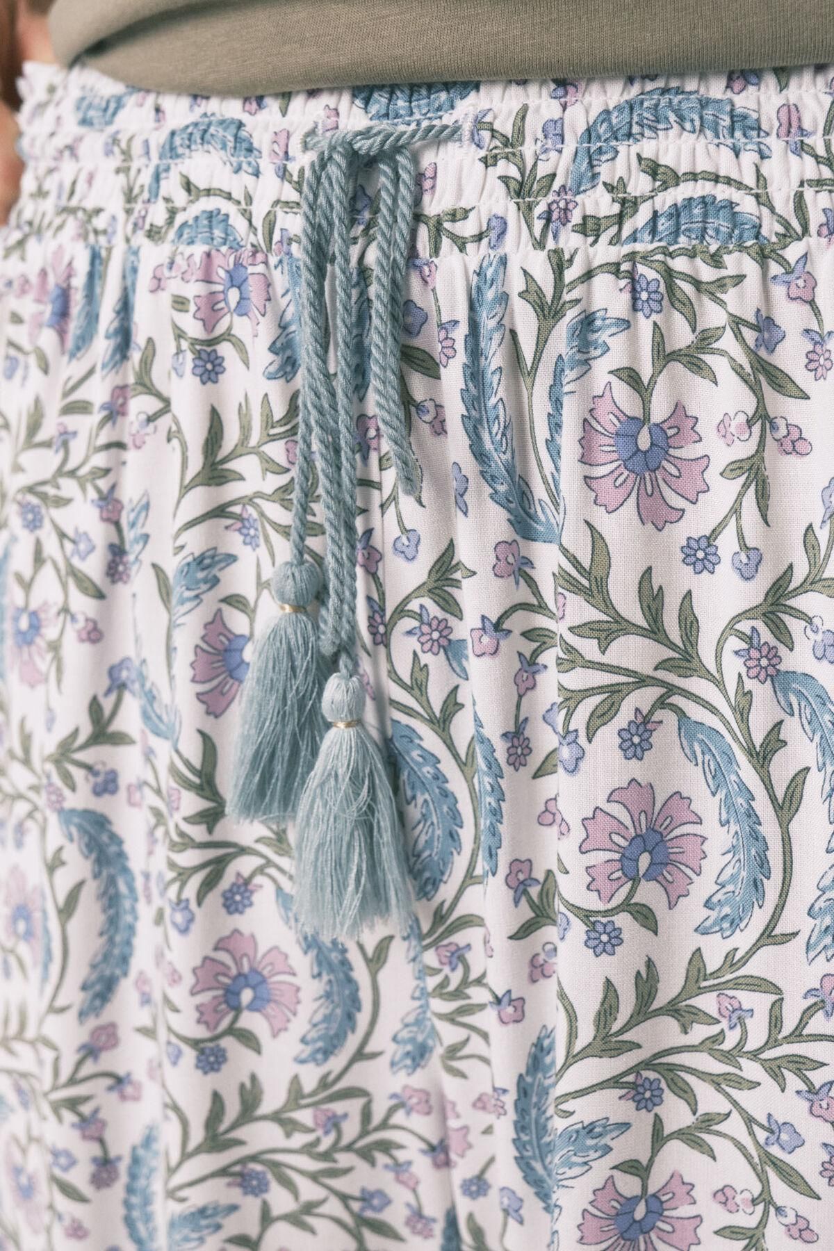 우먼시크릿 플라워 프린트 와이드 팬츠 비스코스 3702256 VERDE - 상세 이미지 3