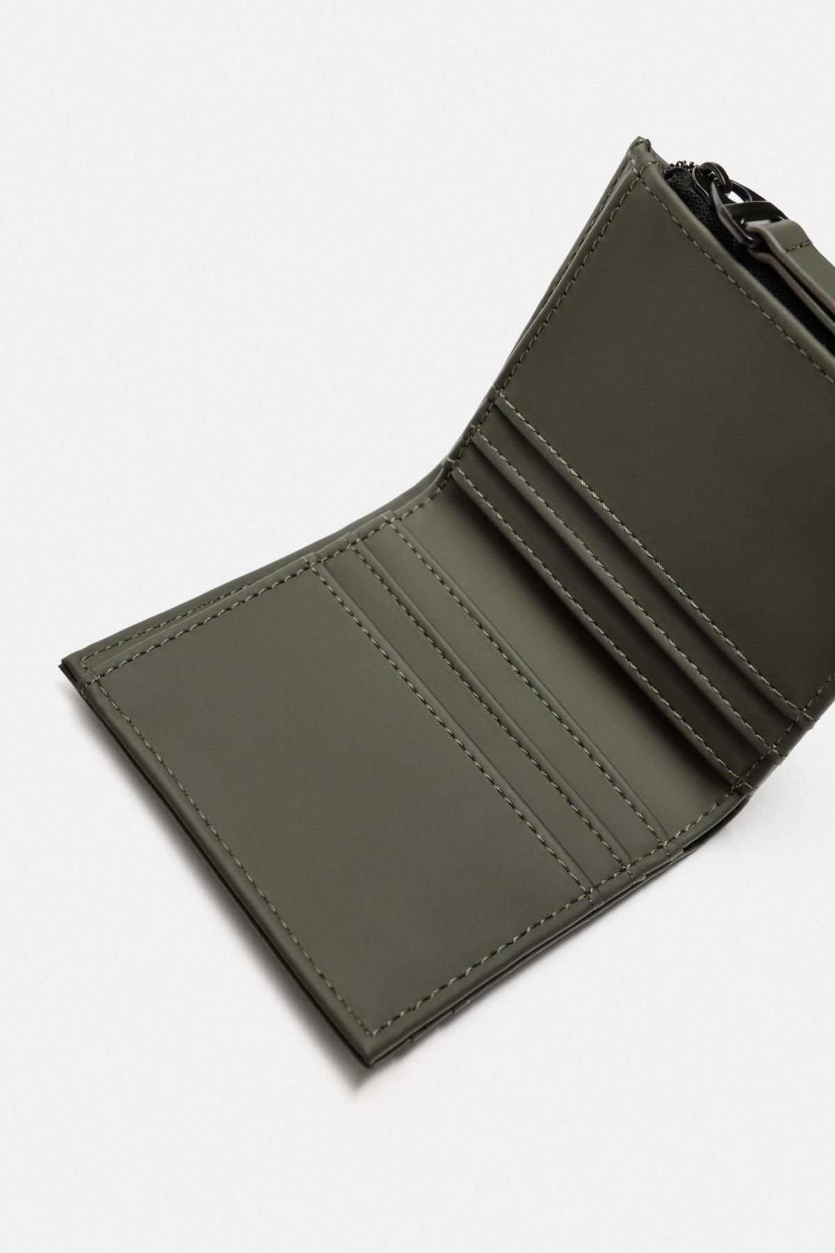 자라 러버라이즈 미니멀 코인포켓 반지갑 3801/620 KHAKI GREEN - 상세 이미지 4
