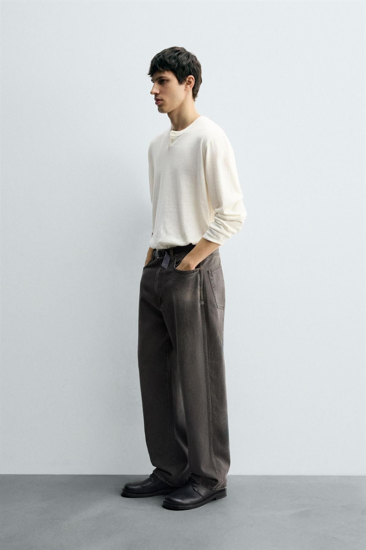 자라 테크니컬 릴랙스드 스트레이트핏 데님 청바지 3991/377 MID-GREY - 상세 이미지 5