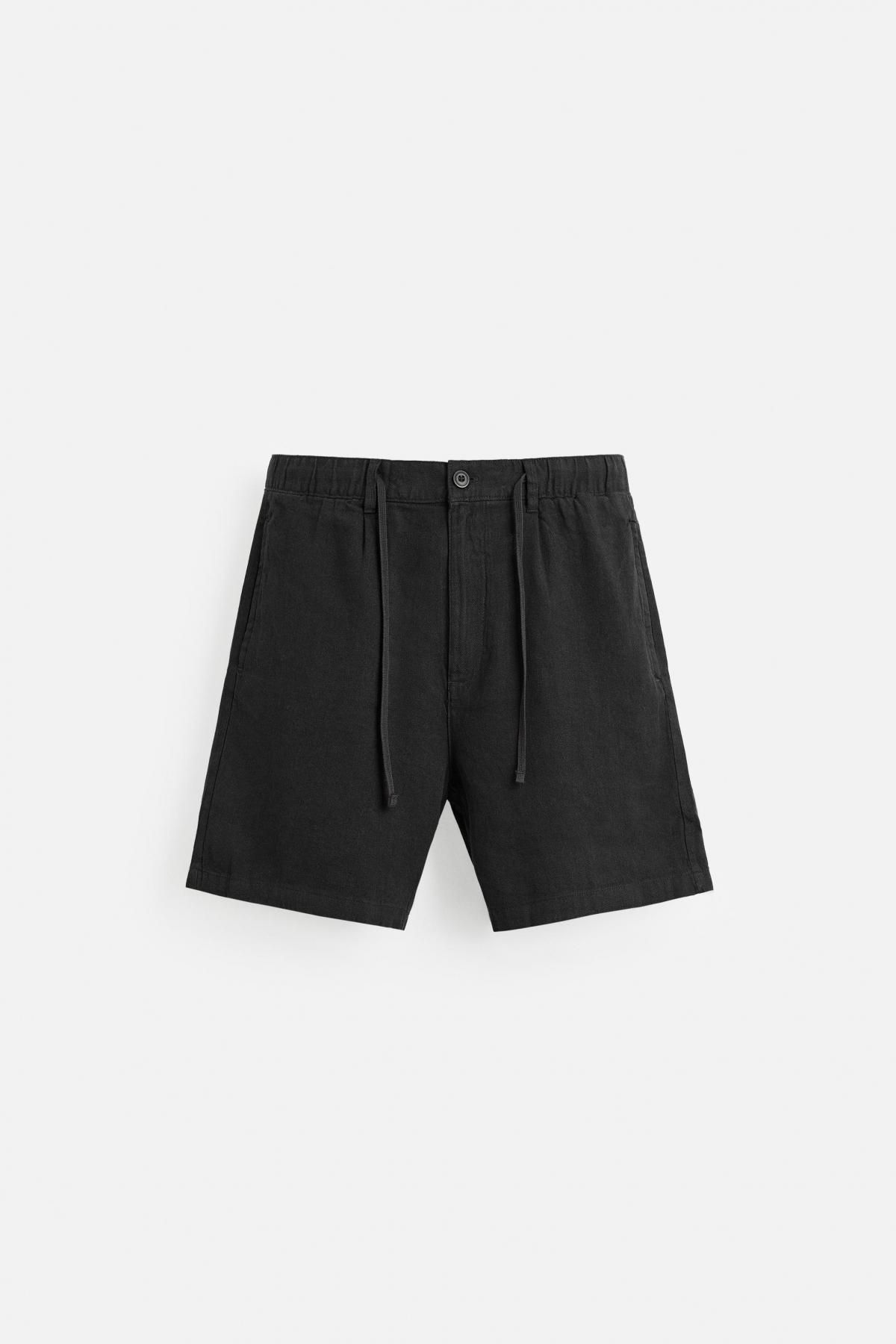 자라 테크니컬 린넨 블렌드 버뮤다 반바지 4302/301 BLACK - 상품 이미지