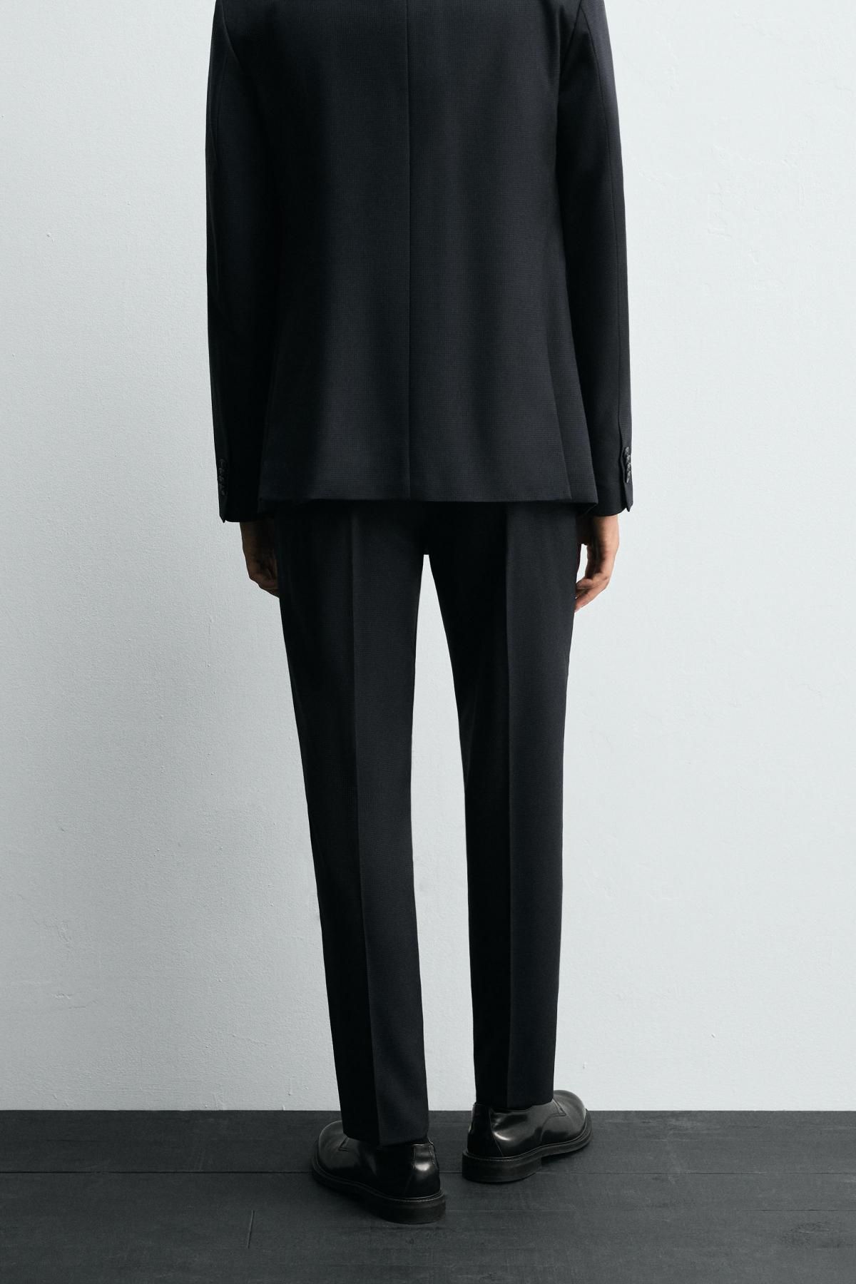 자라 슬림핏 테크니컬 하운드투스 정장 팬츠 1564/331 NAVY BLUE - 상세 이미지 3