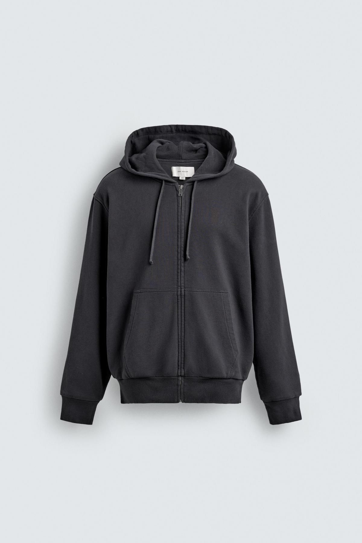 자라 릴랙스핏 블랙 집업 후드 스웨트셔츠 1501/332 DARK NAVY - 상품 이미지