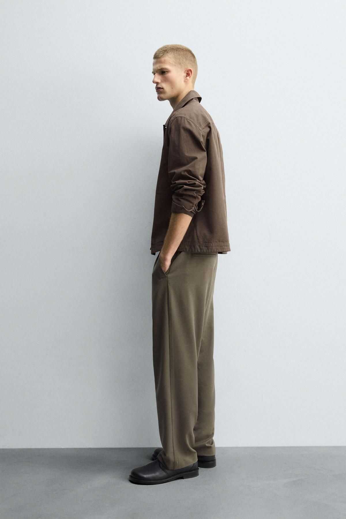 자라 테크니컬 레귤러핏 조거 웨이스트 슬랙스 팬츠 6861/955 OLIVE GREEN - 상세 이미지 5