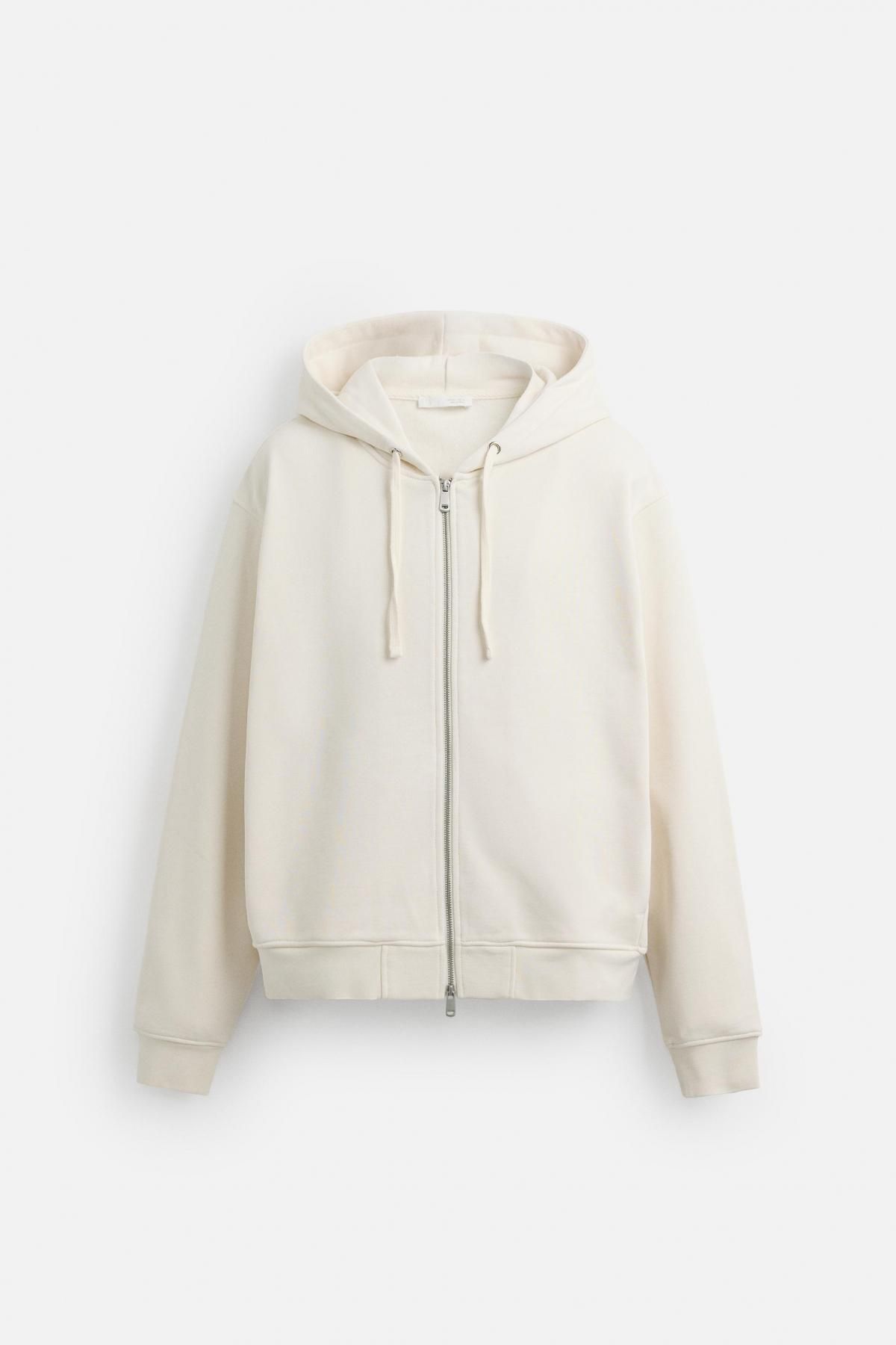 자라 베이직 집업 후디 0761/428 OYSTER-WHITE - 메인 이미지