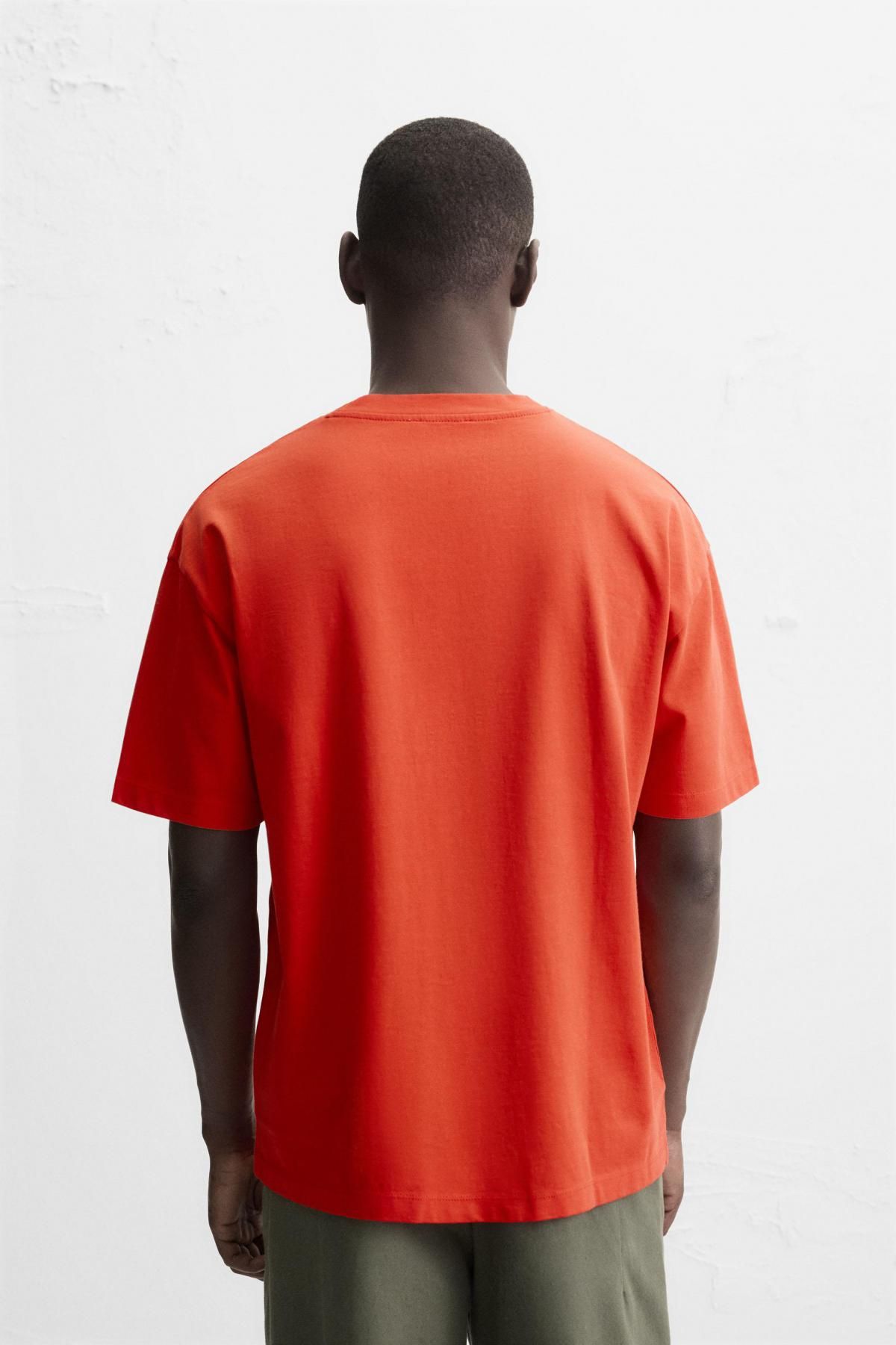 자라 헤비웨이트 오렌지 반팔 티셔츠 1887/455 BRIGHT ORANGE - 상세 이미지 4