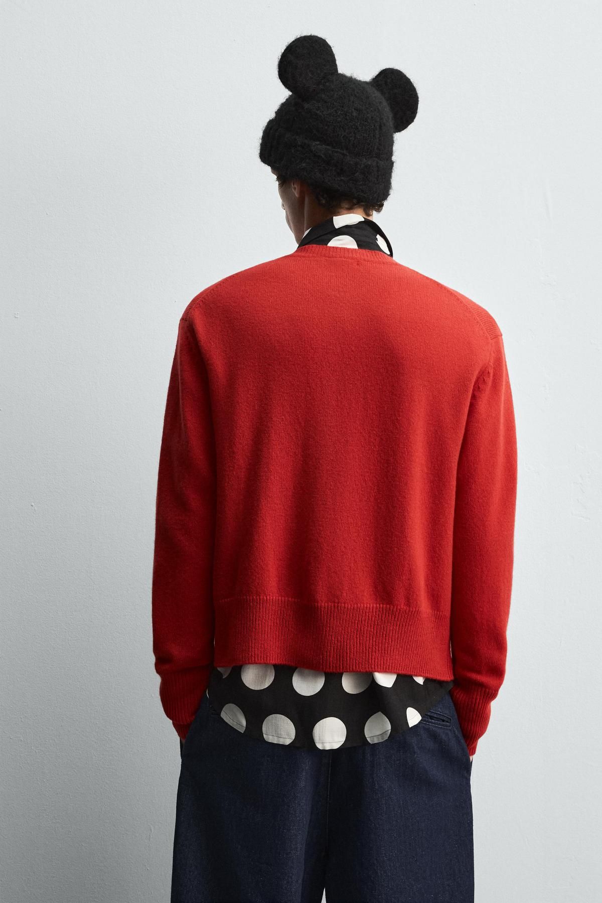 자라 미니마우스 패치 울블렌드 레드 가디건 X 해리 램버트 디즈니 5755/373 RED - 상세 이미지 4