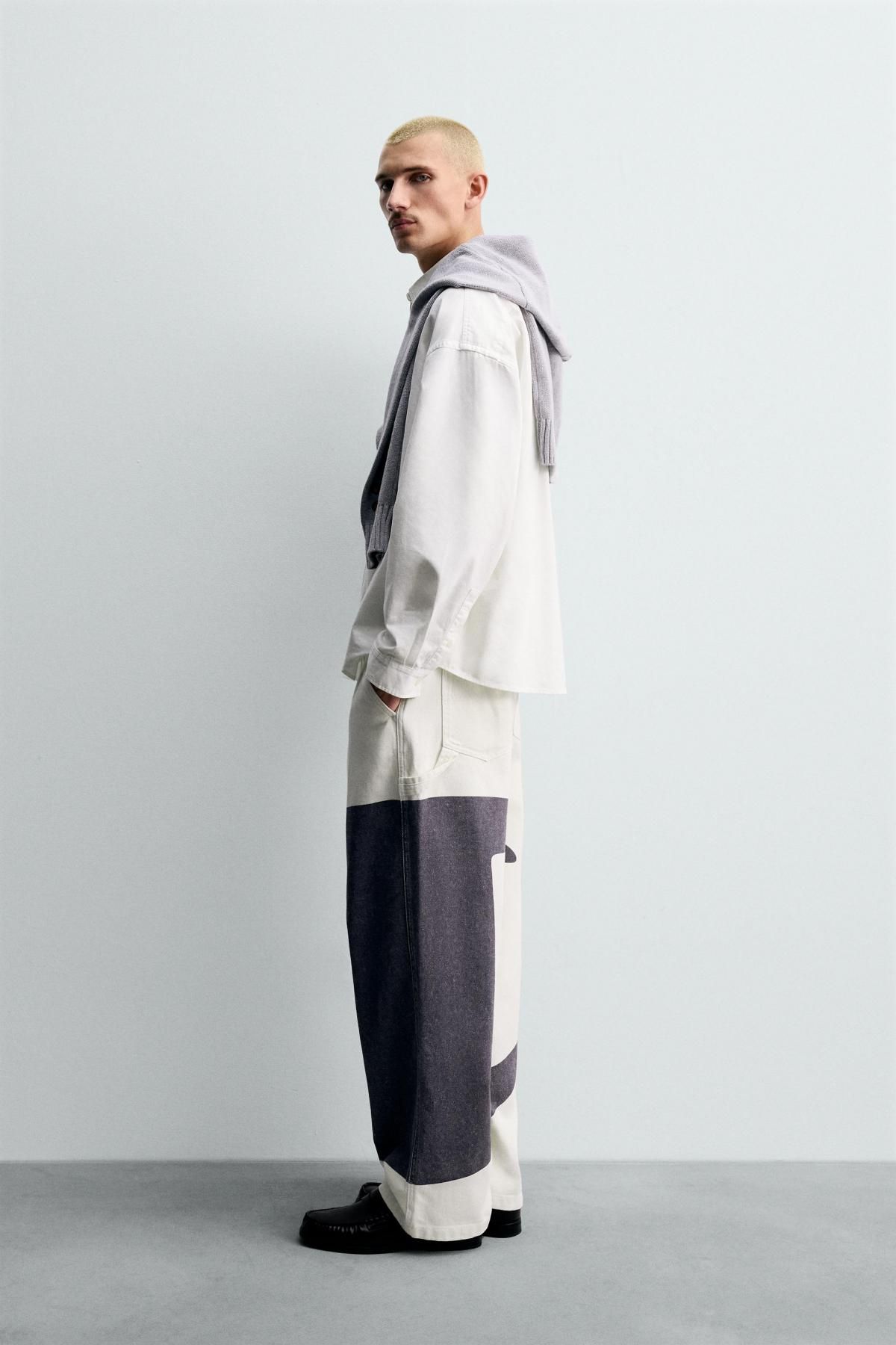 자라 릴랙스핏 패치 옥스포드 셔츠 X 챔피온 1063/363 WHITE - 상세 이미지 5
