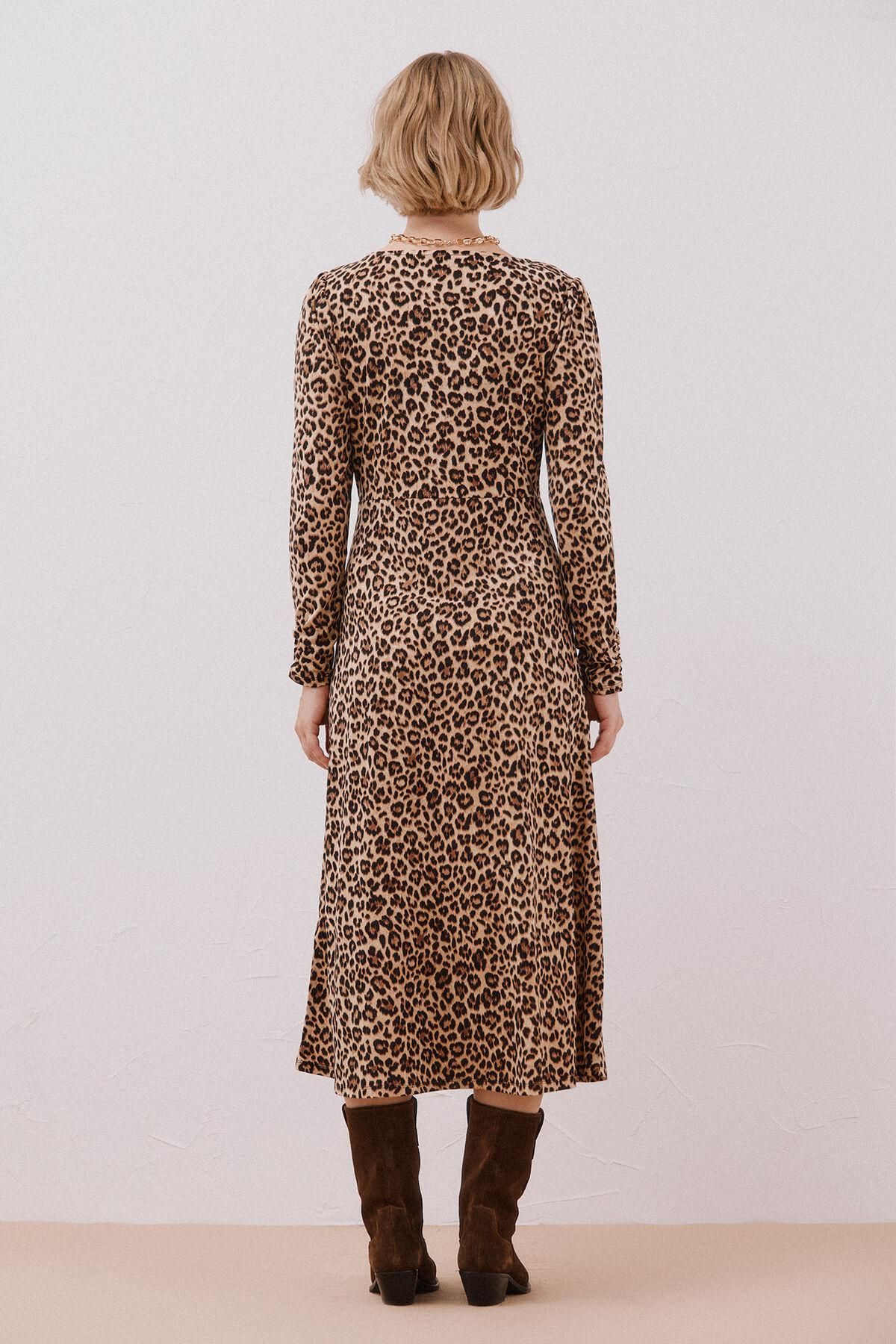 꼬르떼피엘 애니멀 프린트 미디 플레어 원피스 5202675 ESTAMPADO BEIGE - 상세 이미지 5