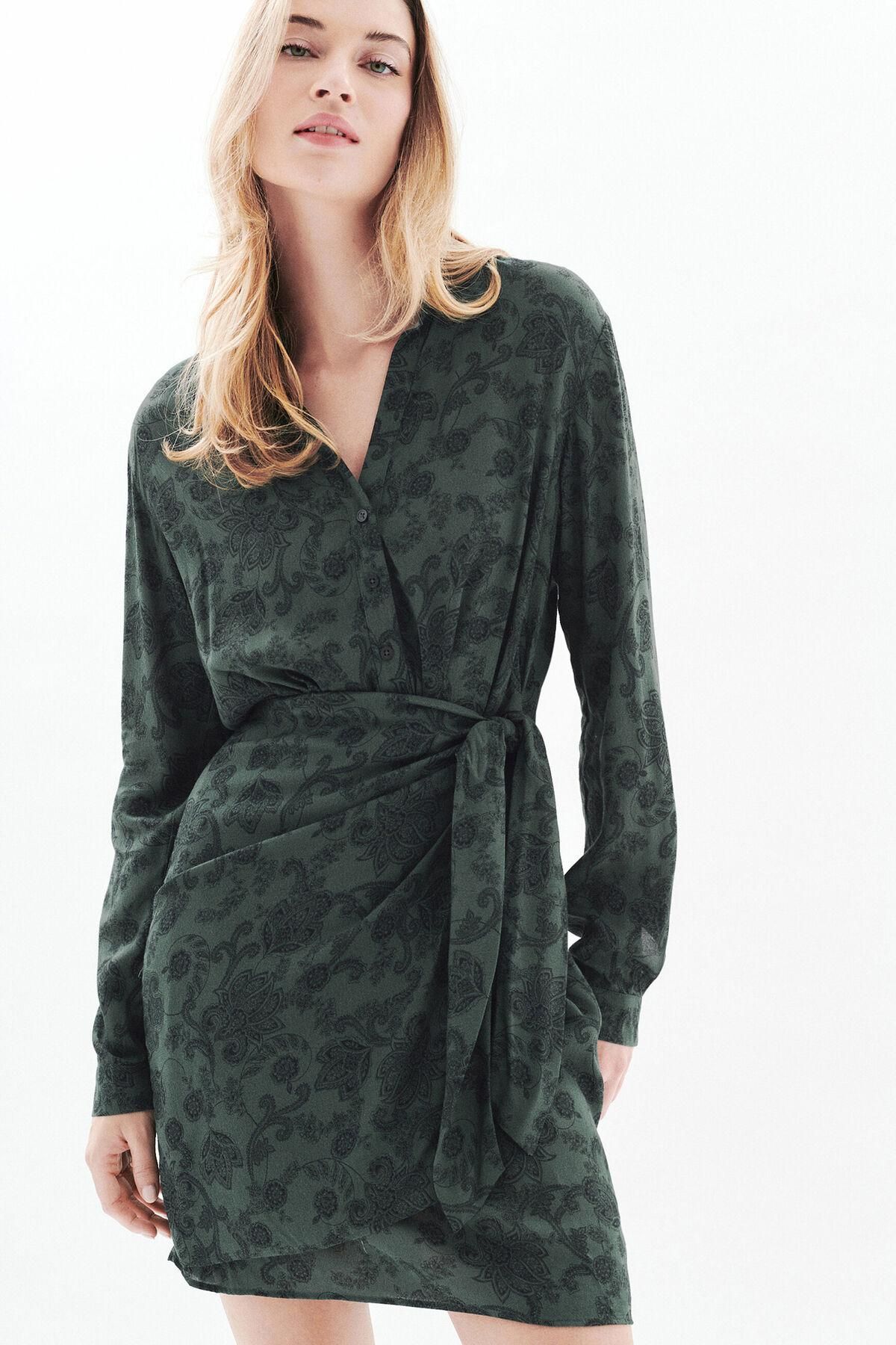 카롤 플라워 패턴 랩 미니 원피스 비스코스 6442333 ESTAMPADO VERDE - 메인 이미지