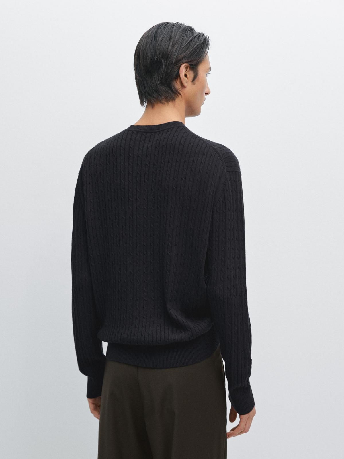 마시모두띠 라운드넥 코튼블렌드 케이블 니트 스웨터 1020/225 NAVY BLUE - 상세 이미지 3
