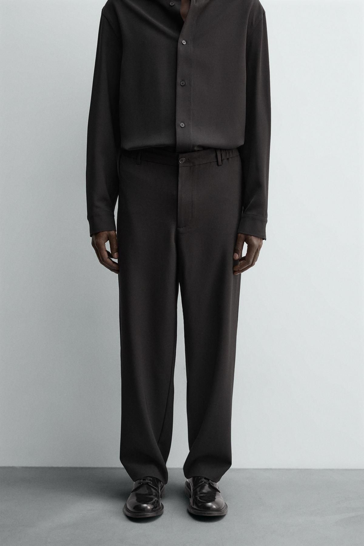 자라 와이드핏 테크니컬 슬랙스 팬츠 5854/115 BLACK - 상품 이미지