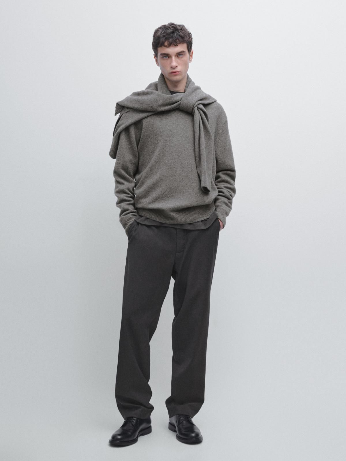 마시모두띠 프리미엄 울블렌드 라운드 니트 소프트 크루넥 스웨터 1065/240 ANTHRACITE GREY - 상세 이미지 2