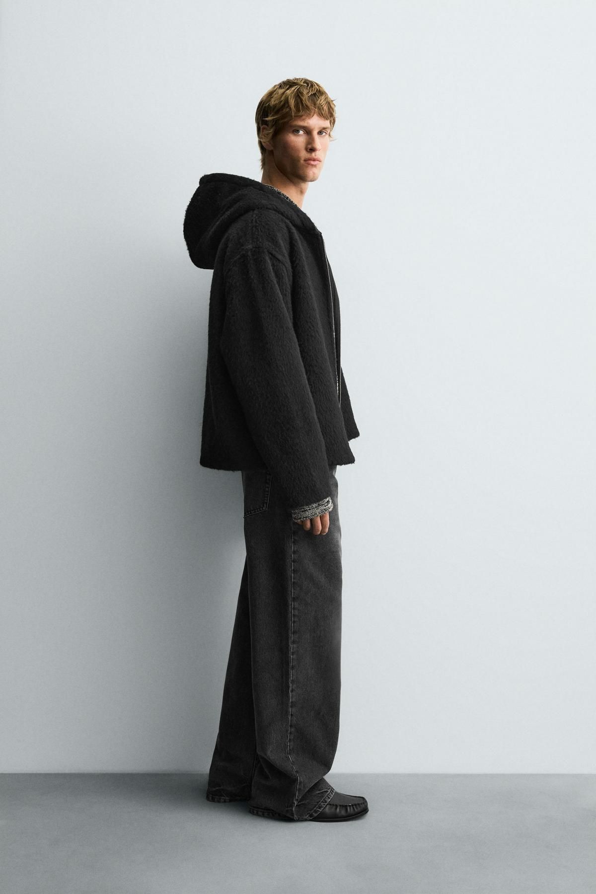 자라 오버핏 테크니컬 퍼 후드 집업 3411/700 BLACK - 상세 이미지 5
