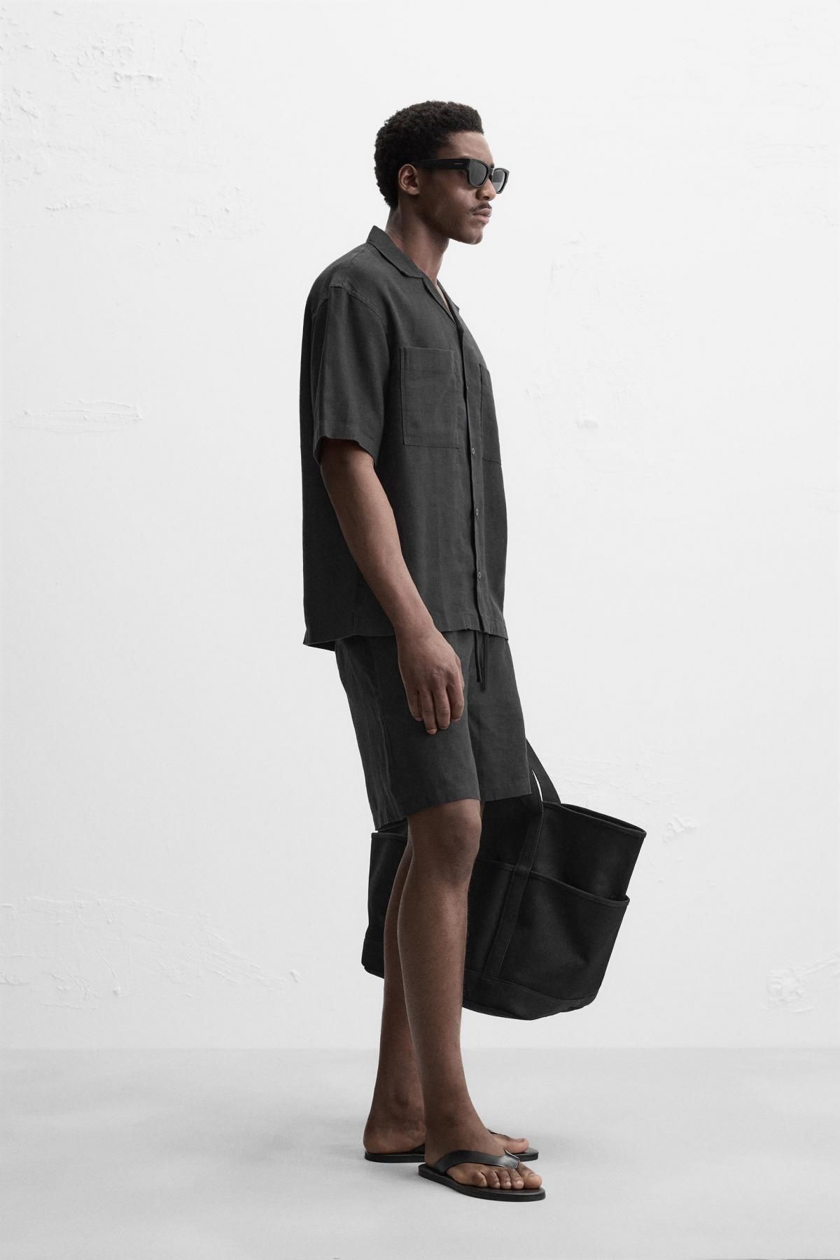 자라 100 리넨 셔츠 1618/310 BLACK - 상세 이미지 5