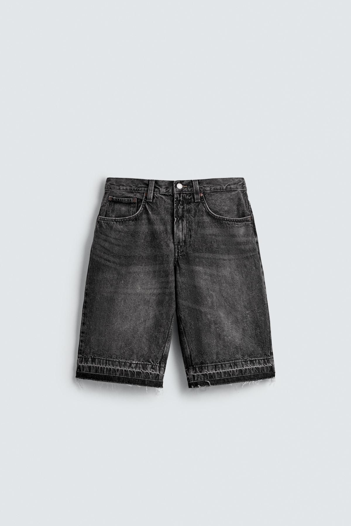 자라 트렌디 배기핏 데님 버뮤다 반바지 4365/309 BLACK - 메인 이미지