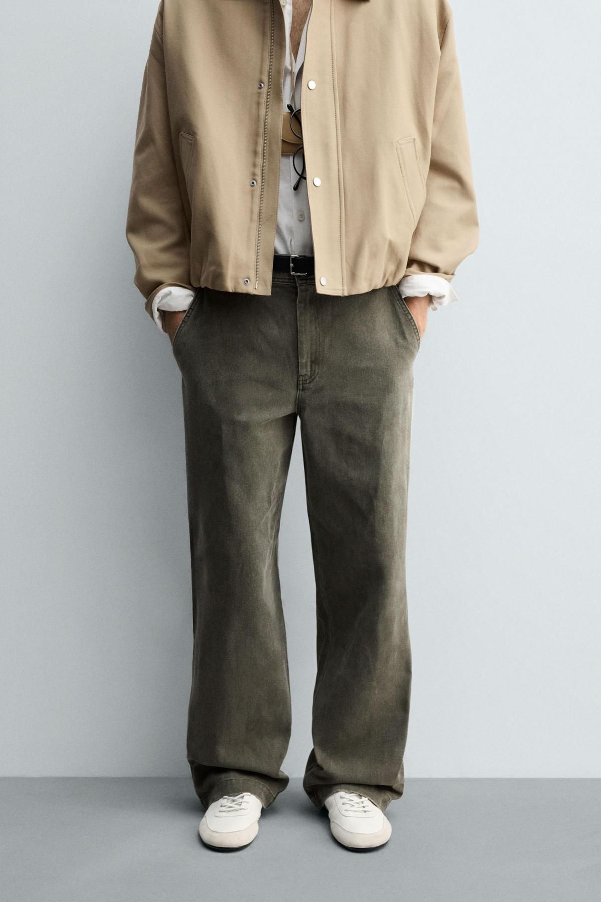 자라 워싱 와이드핏 코튼 와이드 팬츠 8741/310 GREY / TAN - 상품 이미지