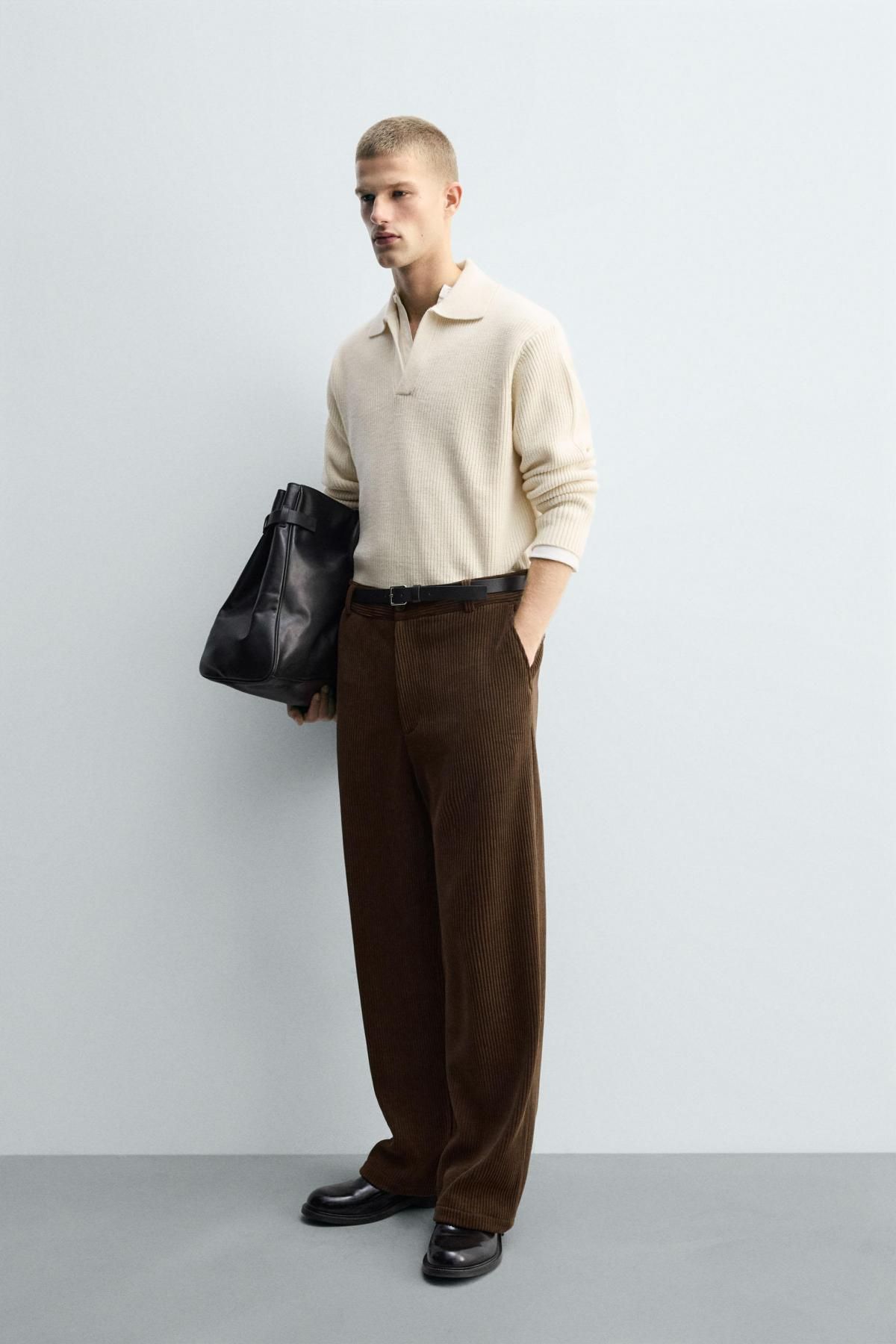 자라 코듀로이 와이드 팬츠 1437/395 BROWN - 상세 이미지 4