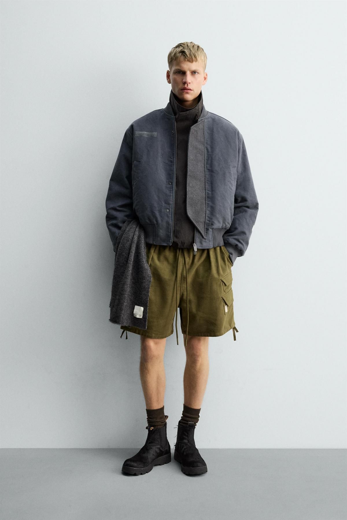 자라 텍스처 박시핏 봄버 재킷 X SRA 3918/154 BLUE / GREY - 상세 이미지 2