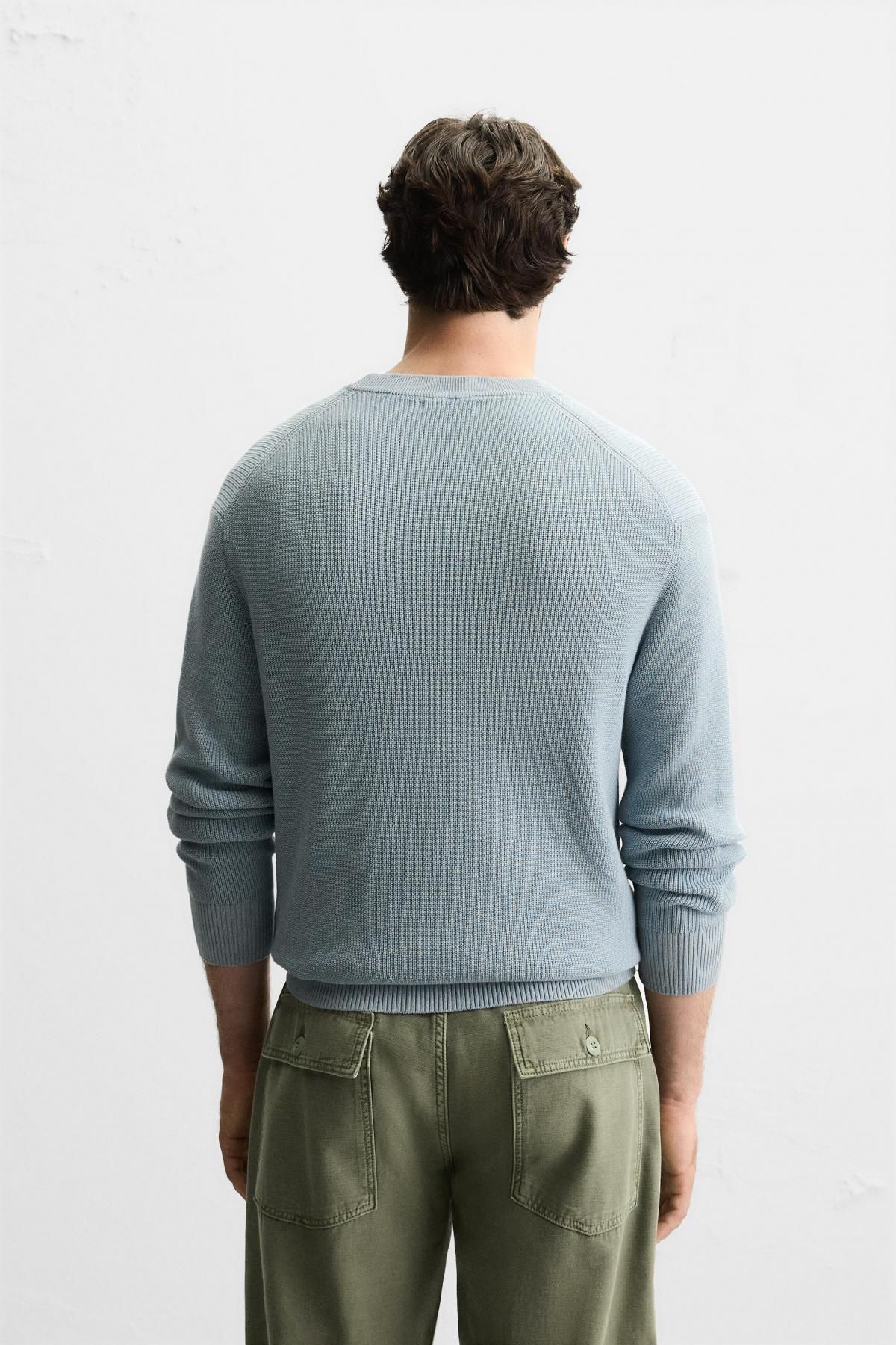 자라 라이트블루 베이직 라운드 펄니트 스웨터 3284/331 BLUE MARL - 상세 이미지 4