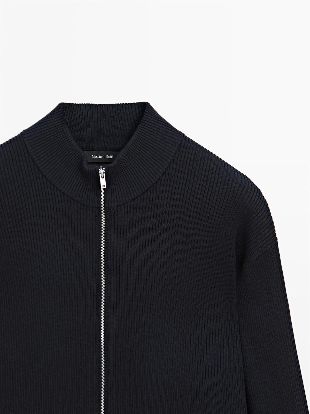 마시모두띠 베이직 100 코튼 집업 가디건 1035/201 NAVY BLUE - 상세 이미지 5