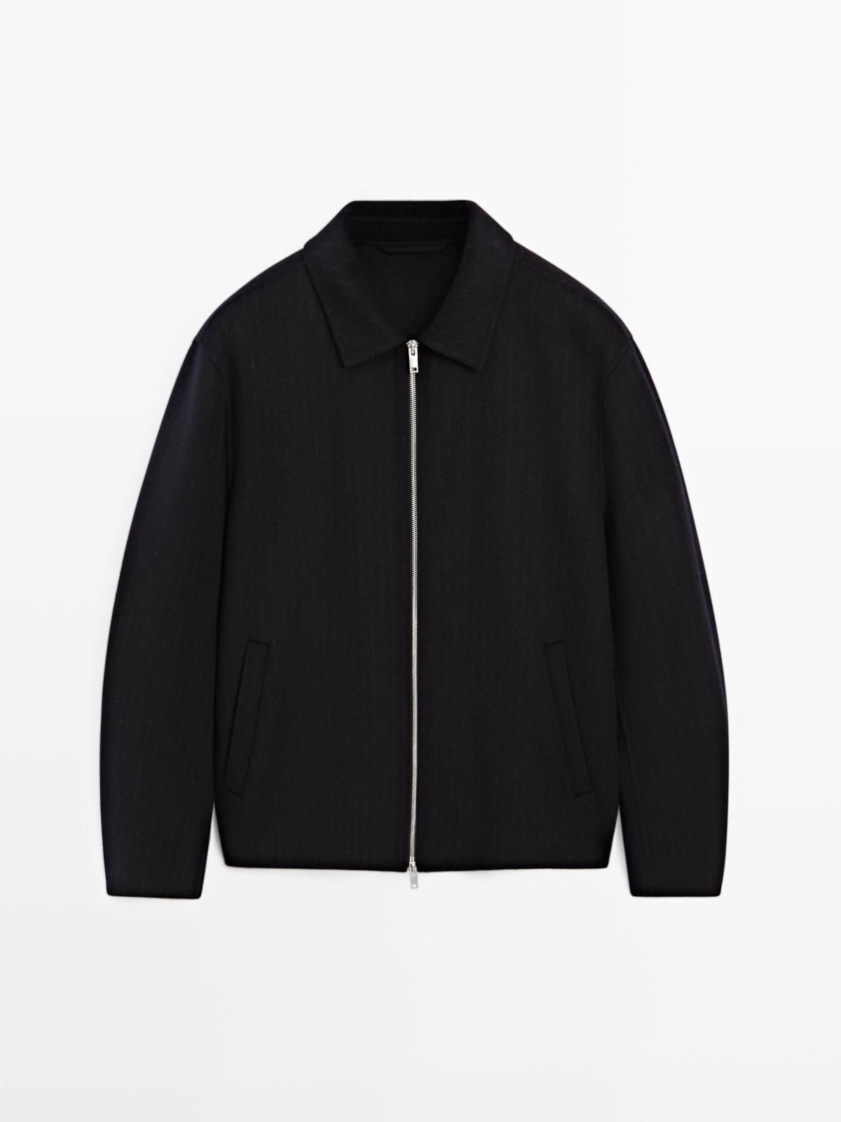 마시모두띠 테크니컬 핀스트라이프 울블렌드 집업 재킷 2835/381 NAVY BLUE - 상품 이미지