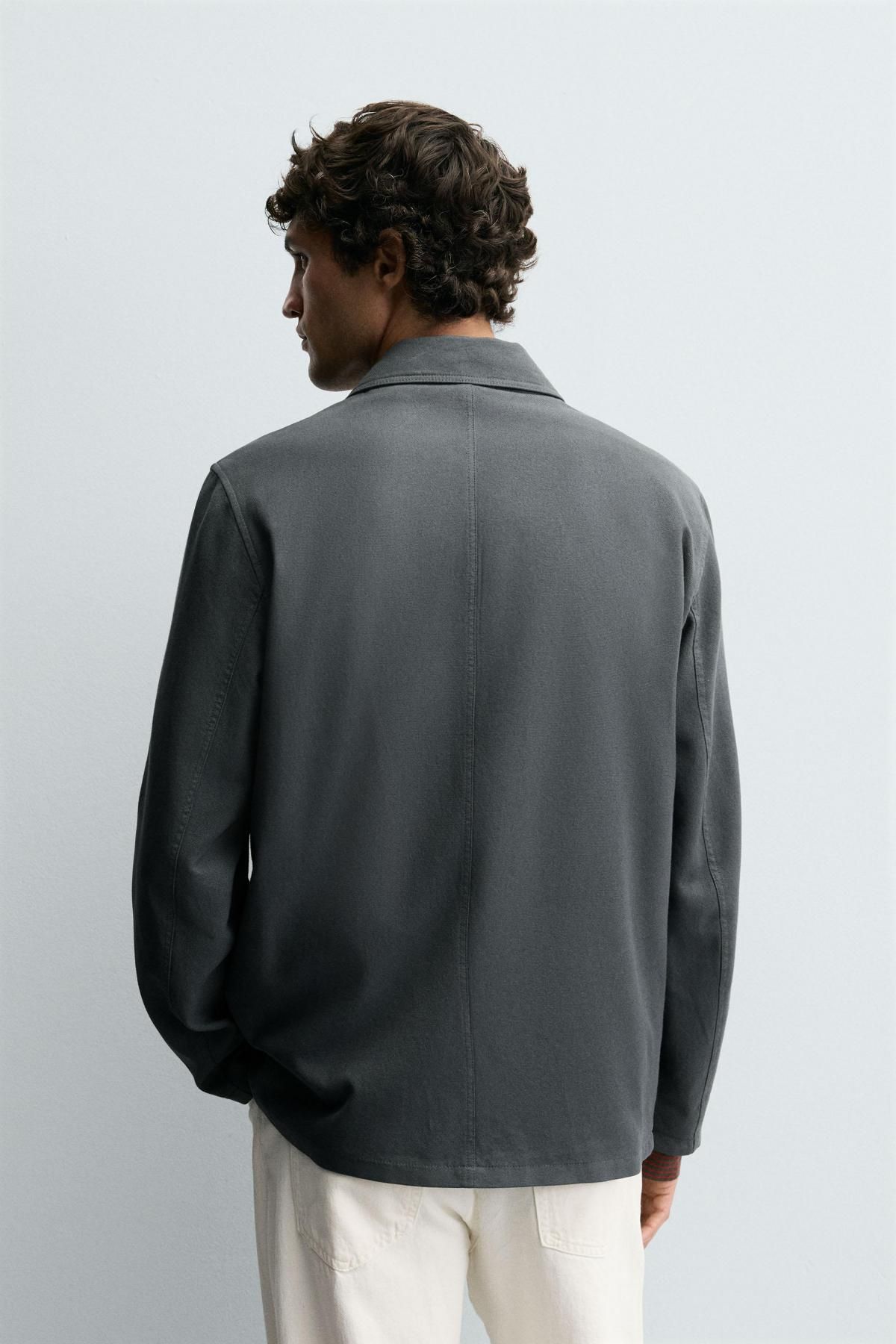 자라 미니멀 릴랙스핏 텍스처 테일러드 재킷 6493/112 ANTHRACITE GREY - 상세 이미지 4