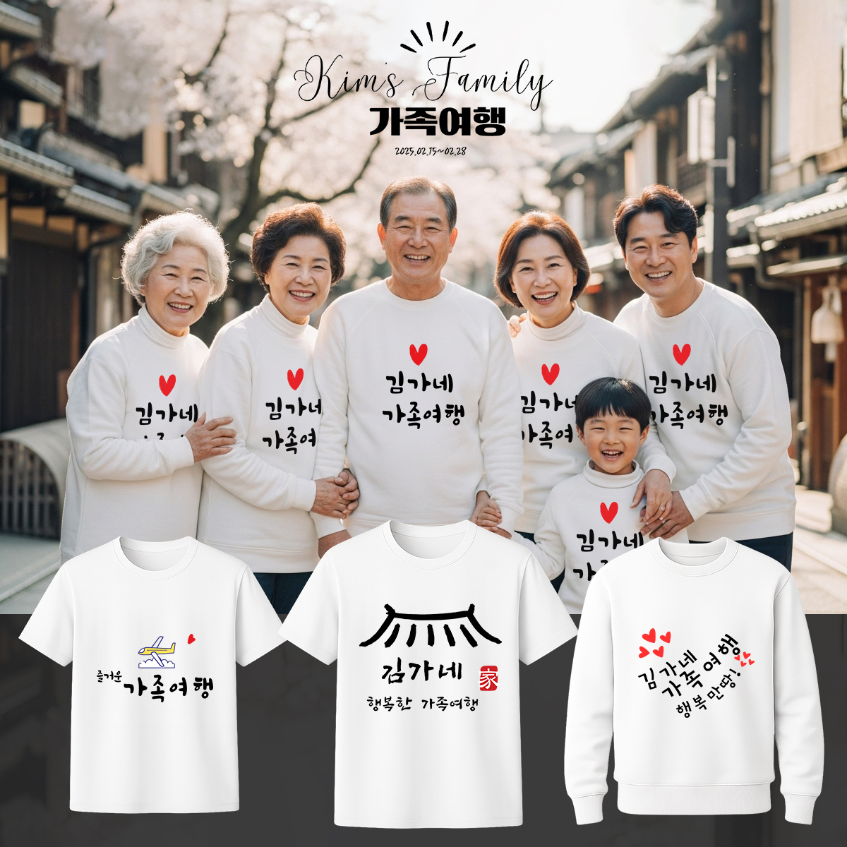 가족티 우정 여행 맨투맨 주문 제작 캐릭터 칠순 팔순 긴팔 단체티 이미지 8