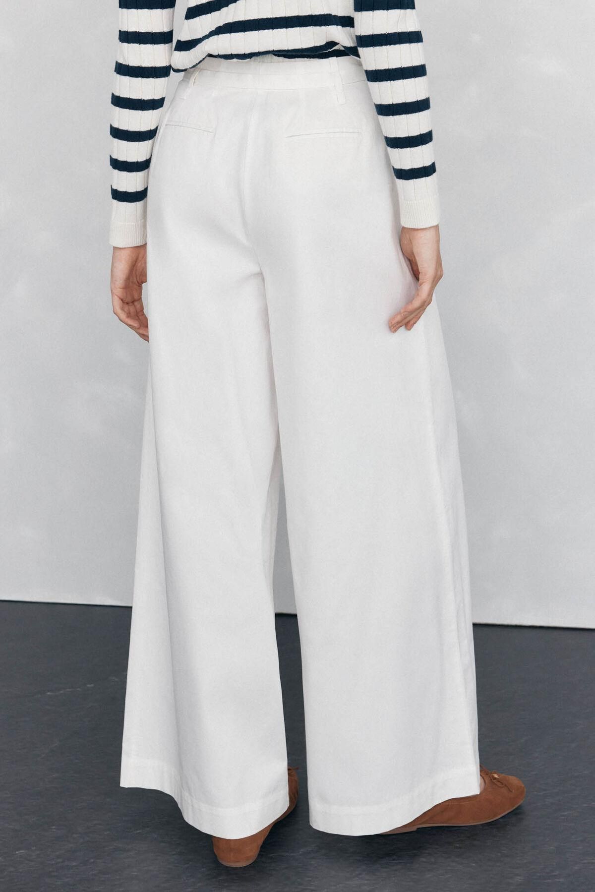 페드로 델 이에로 플리츠 벨트 와이드 팬츠 7602512 BLANCO - 상세 이미지 4